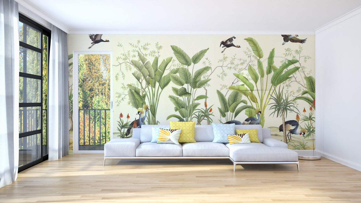 Artistic birds nature mural