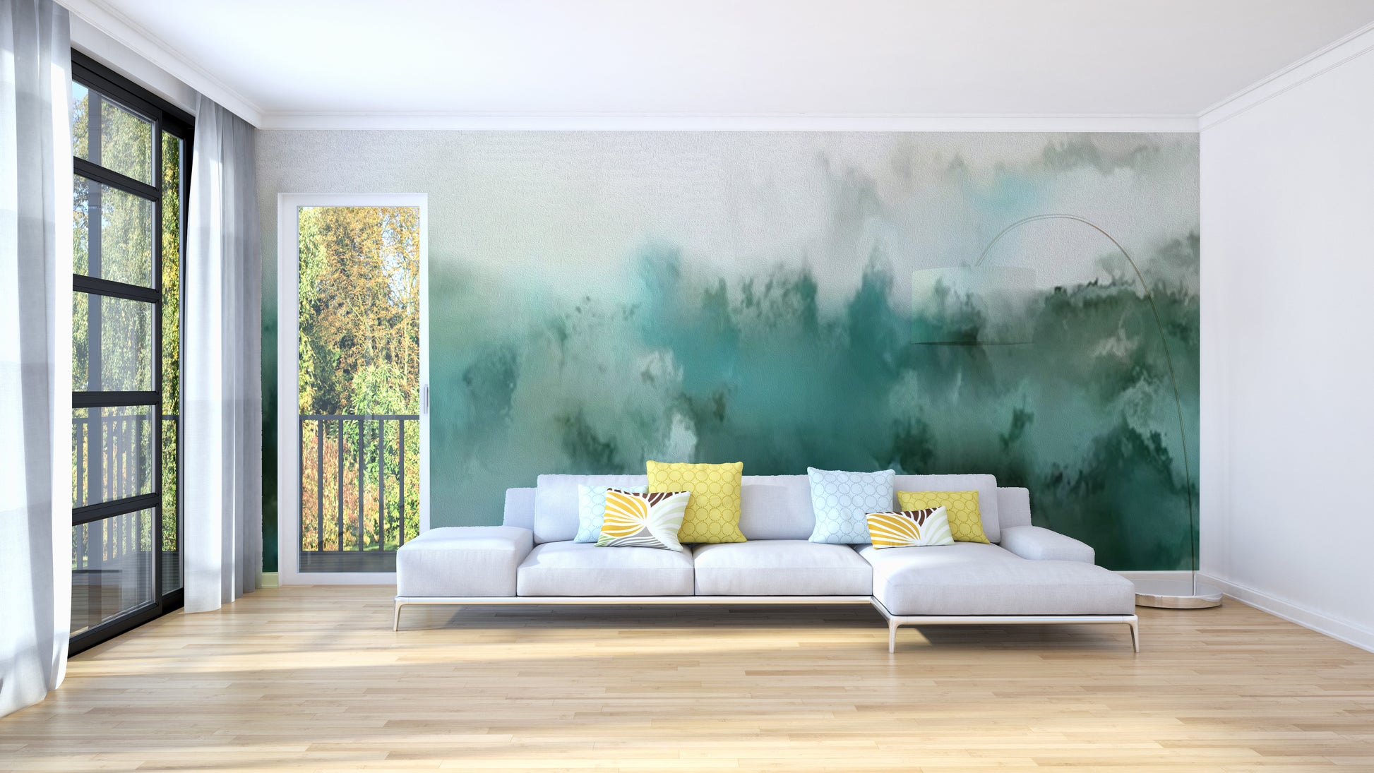 Blissful turquoise wall mural for interiors
