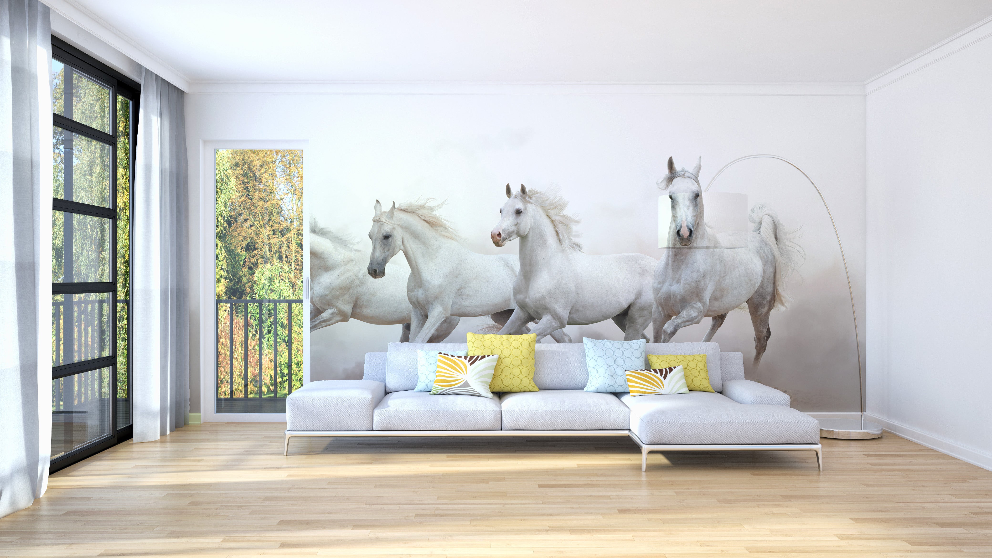 Elegant horse herd wallpaper with motion.
