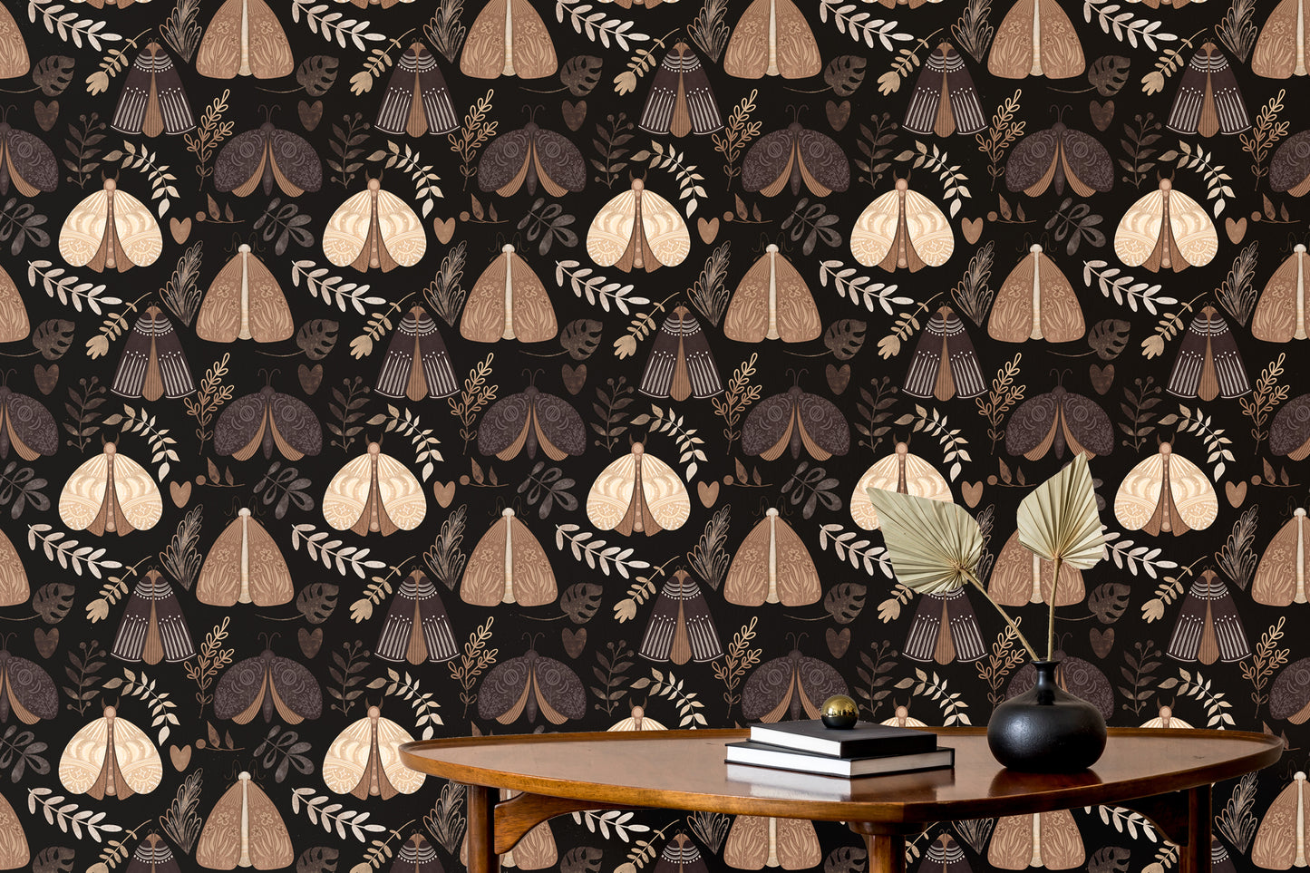 Mystical moth and floral wallpaper for enchanting interiors