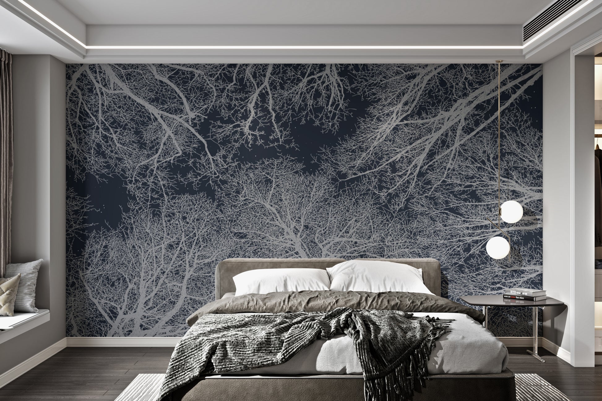 Elegant tree silhouette mural for modern wall decor