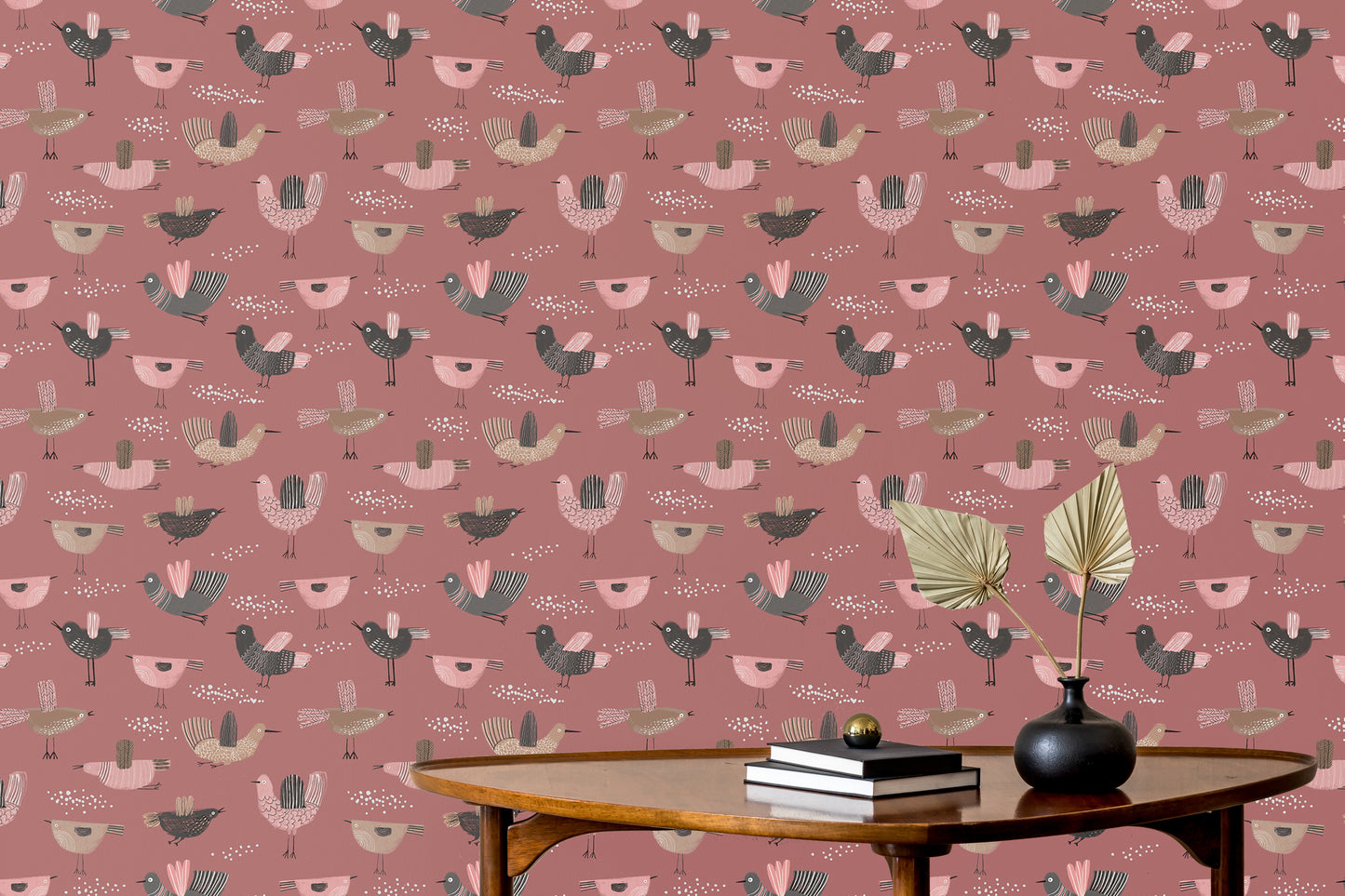 Seamless pastel wallpaper showcasing hand-drawn birds