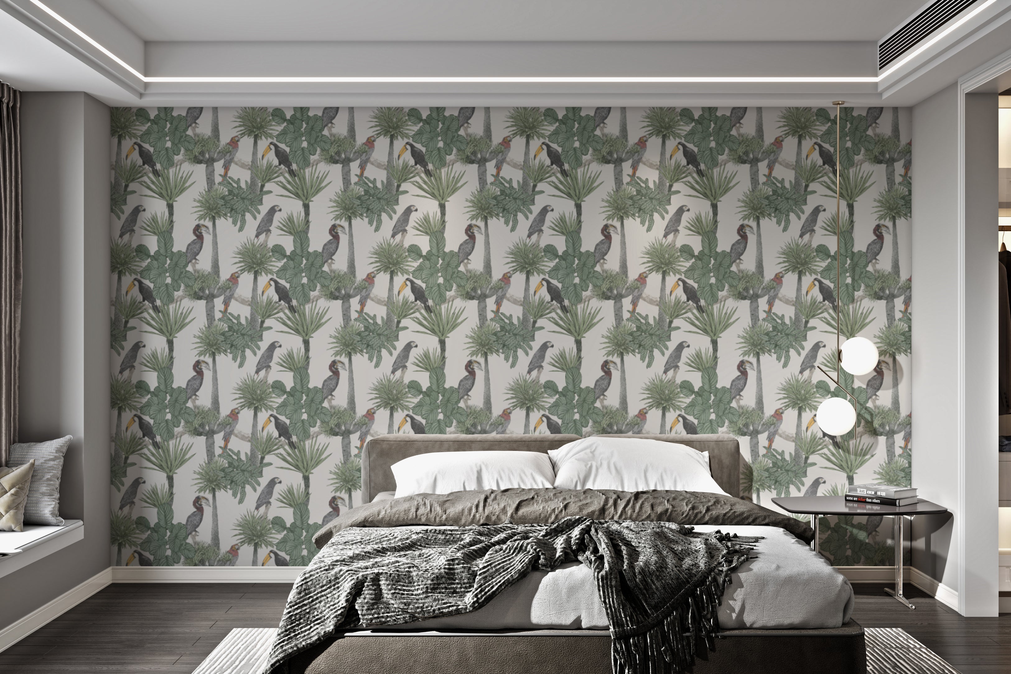 Exotic toucan pattern mural for tropical-inspired decor