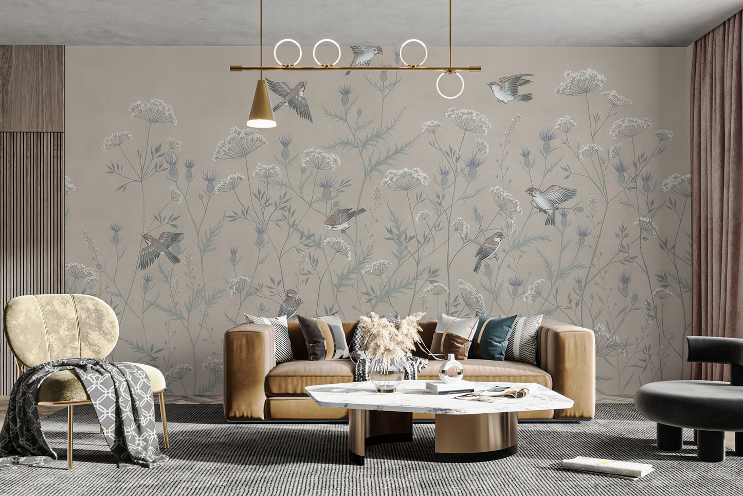 Self-adhesive soaring birds mural for nature-inspired spaces