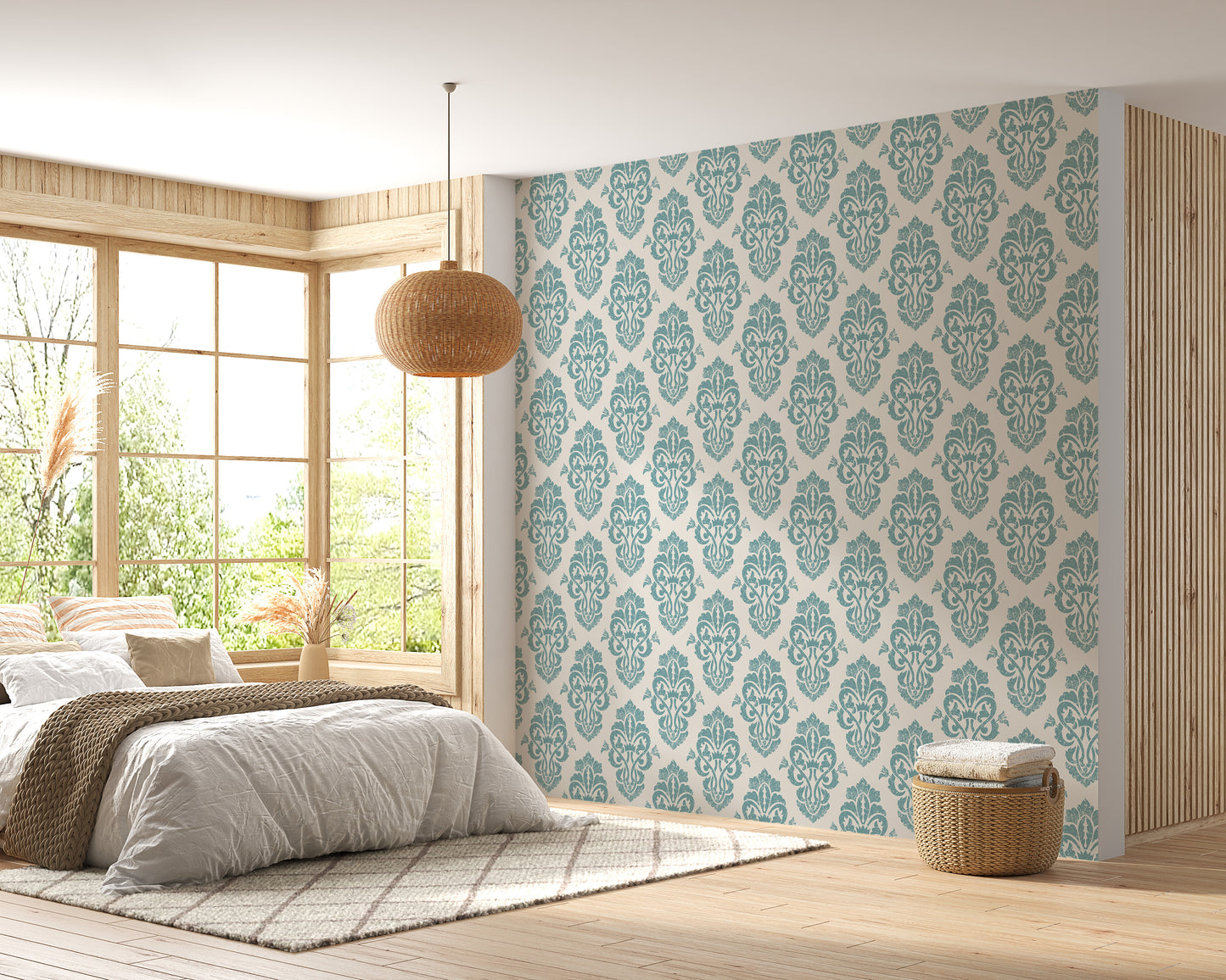 Ornamental Damask Delight Repeat Pattern Wallpaper