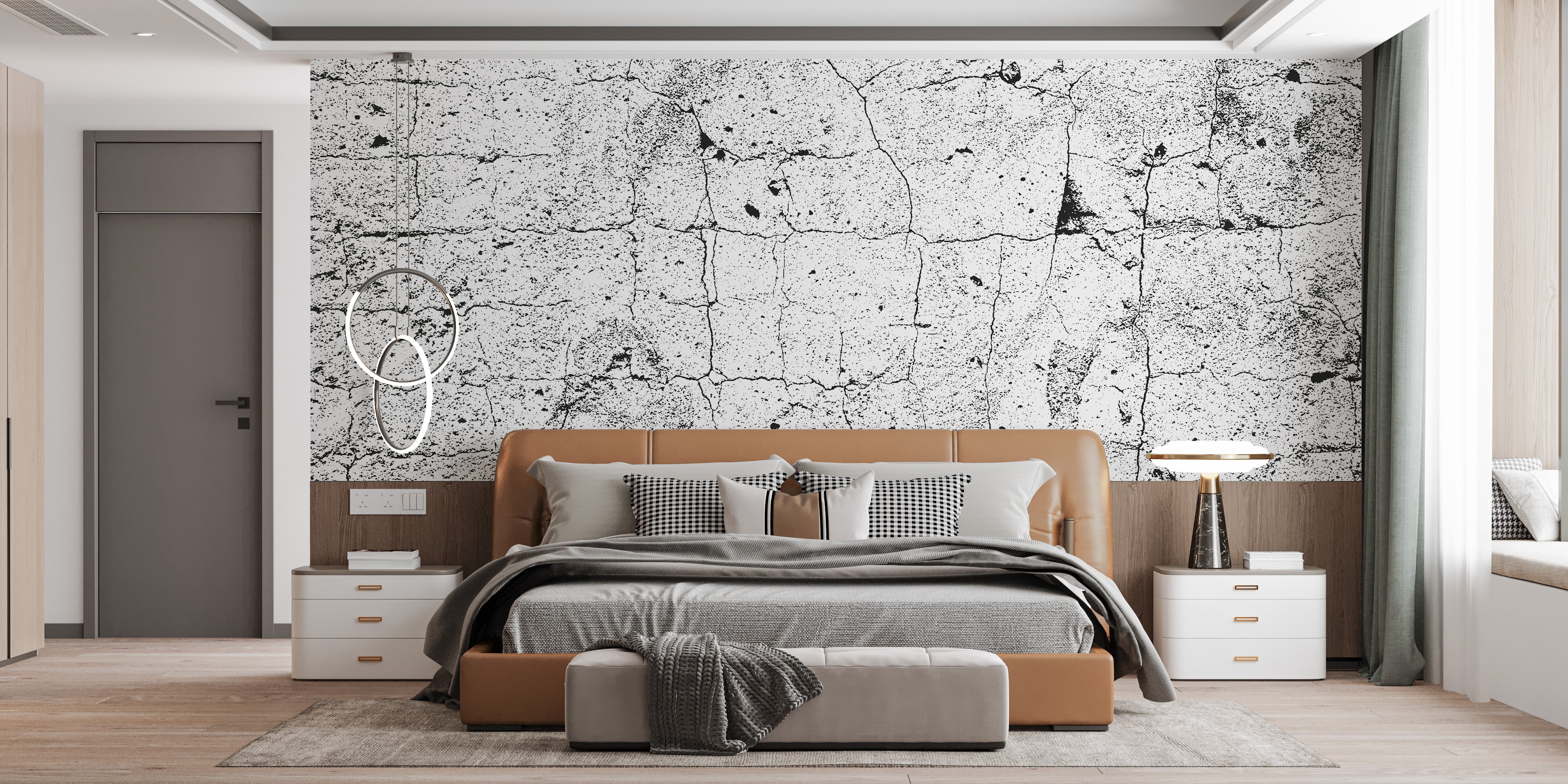 Rustic cracked concrete wallpaper mural finish
