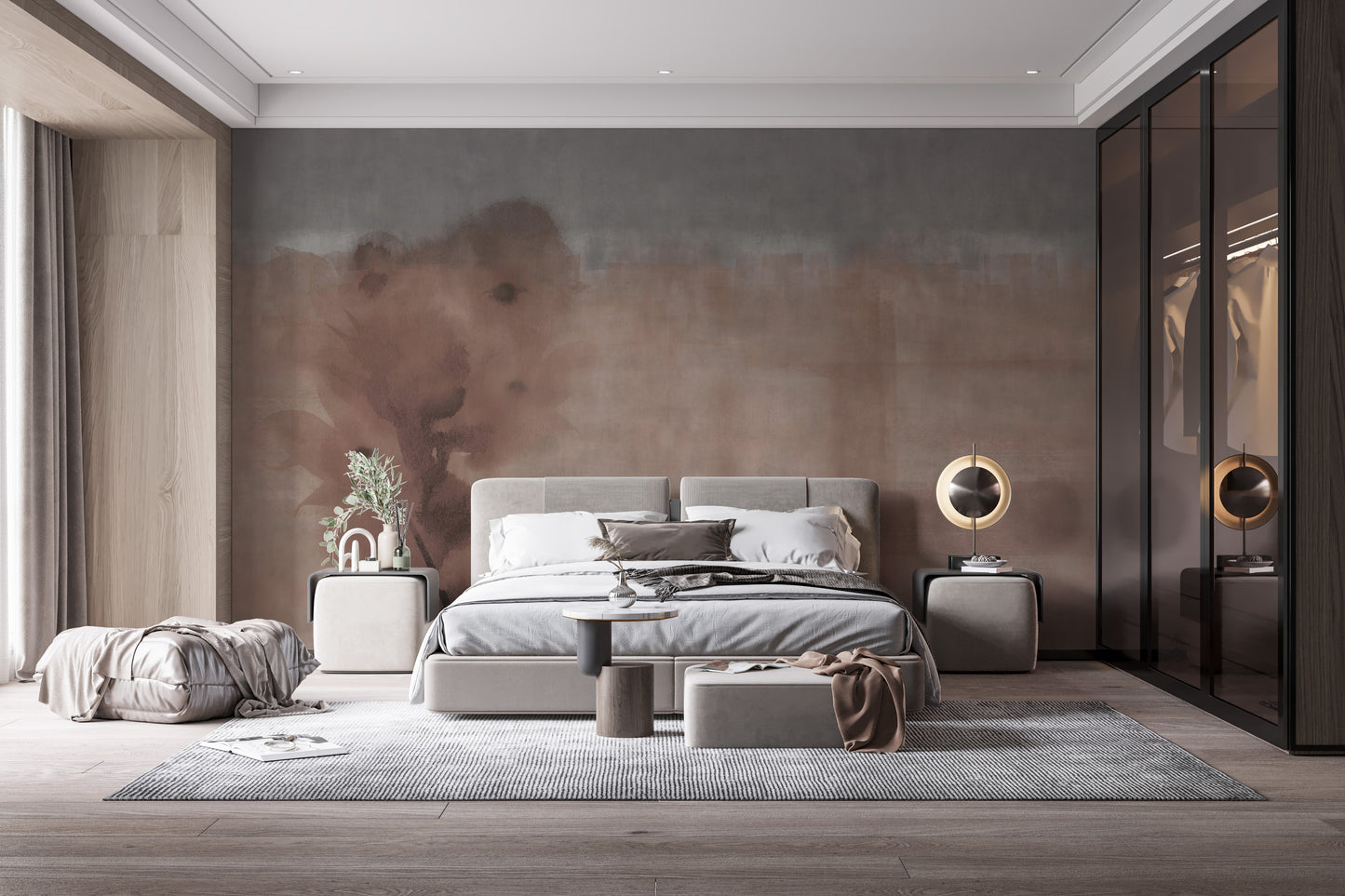 Airy watercolor beige mural