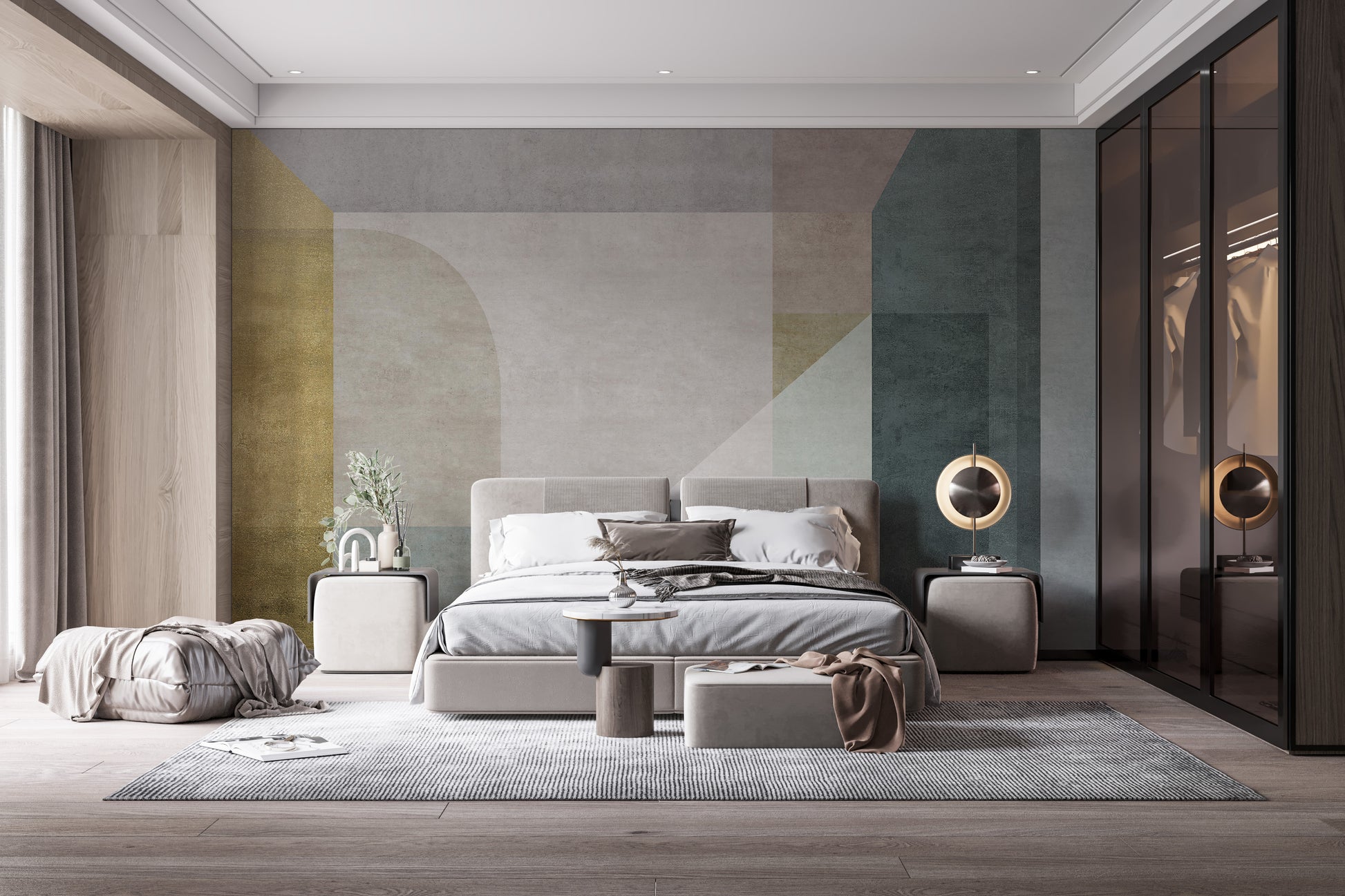 Stylish geometric pastel mural