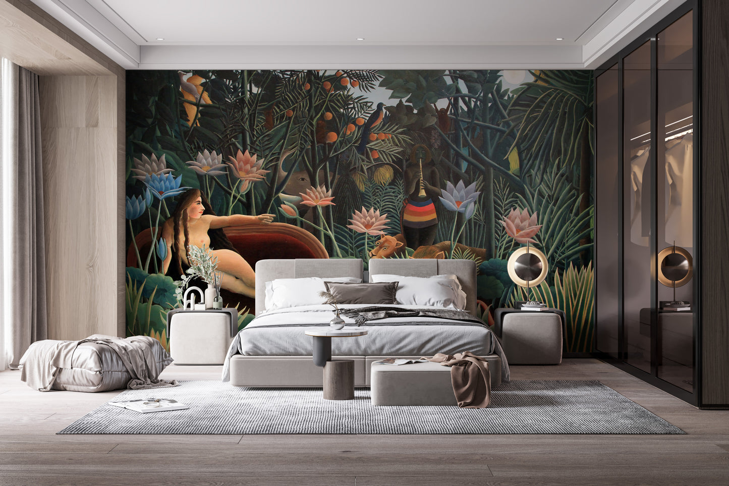 Tribal mural for wilderness-themed interiors
