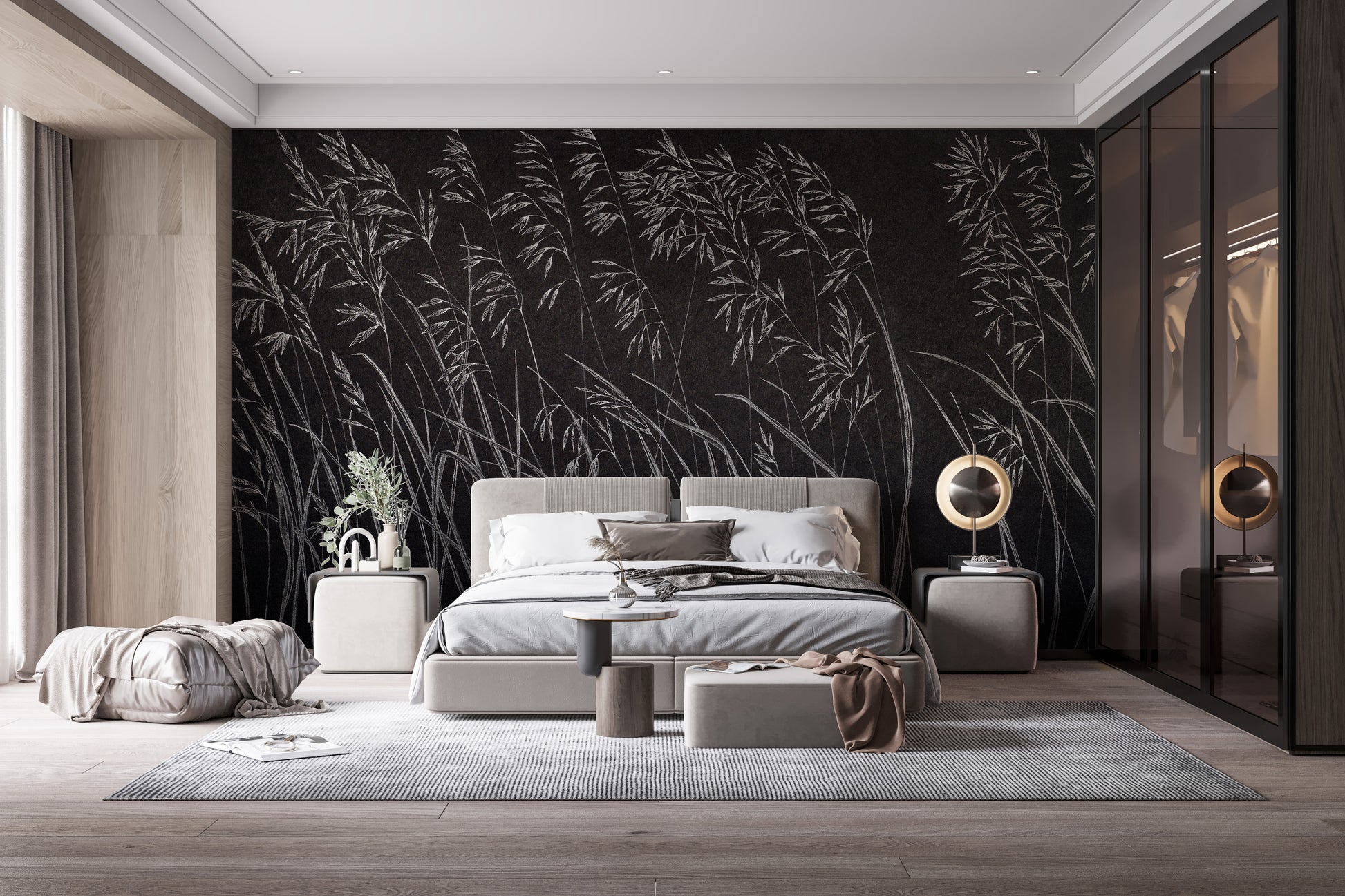 Luxurious dark foliage mural for walls
