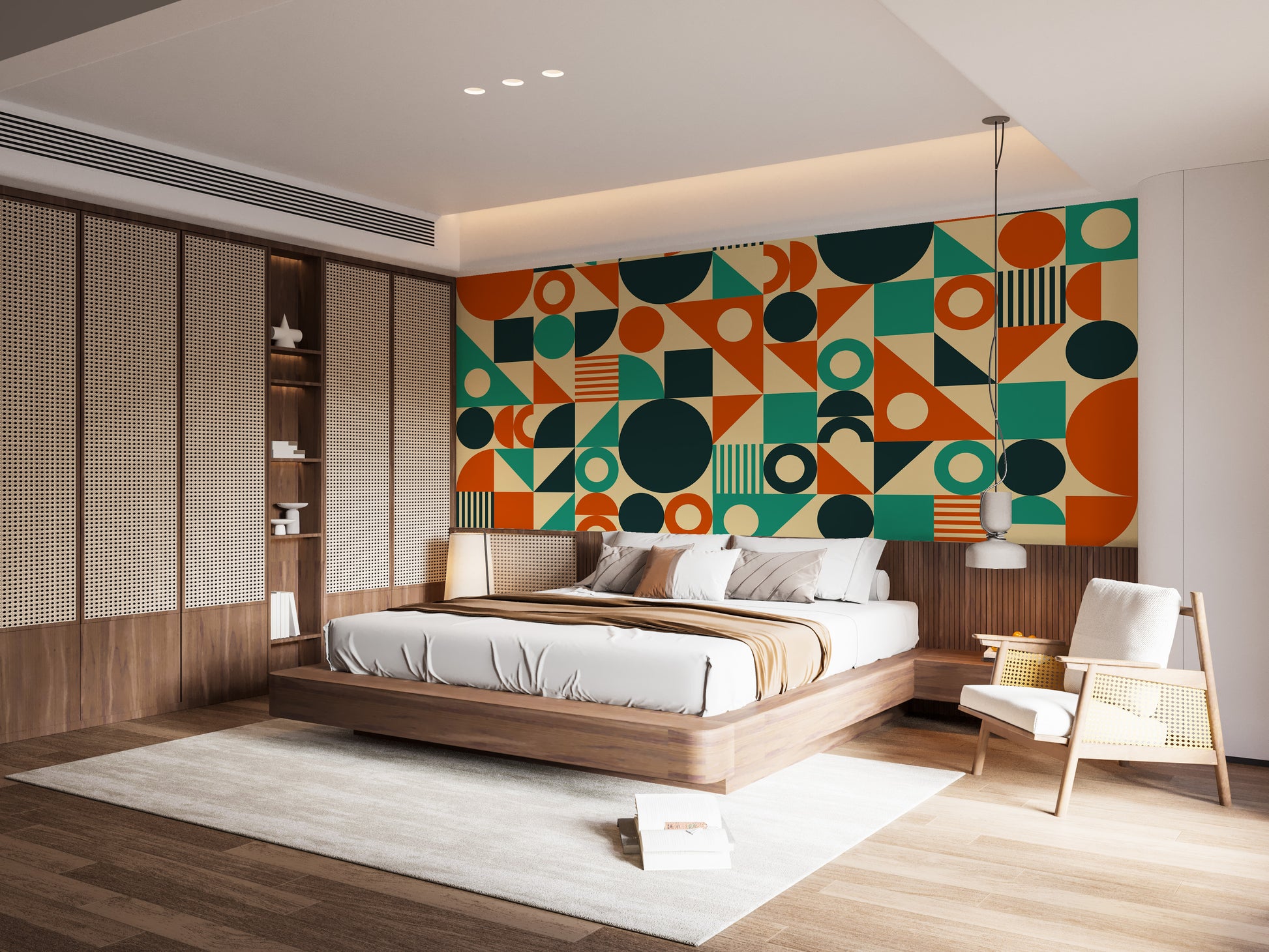 Stylish retro chic mural with bold colors
