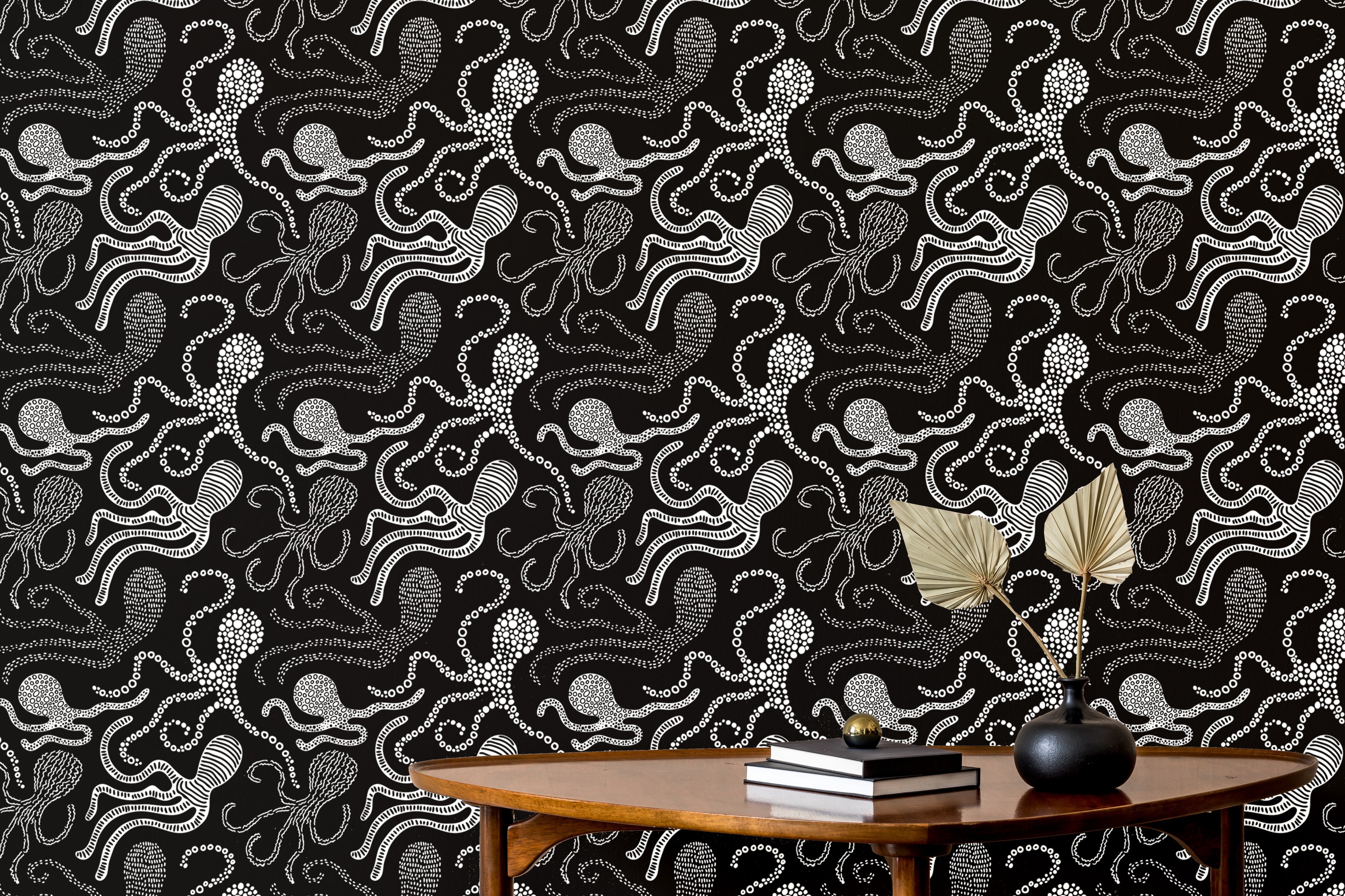 Contemporary wallpaper with abstract octopus elements