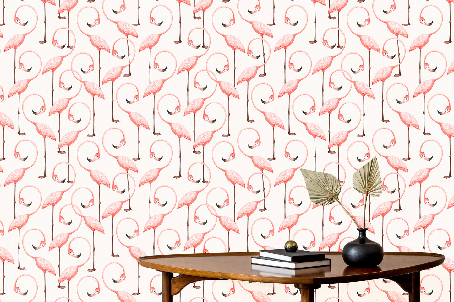 Vibrant pink flamingo design for seamless wall decor