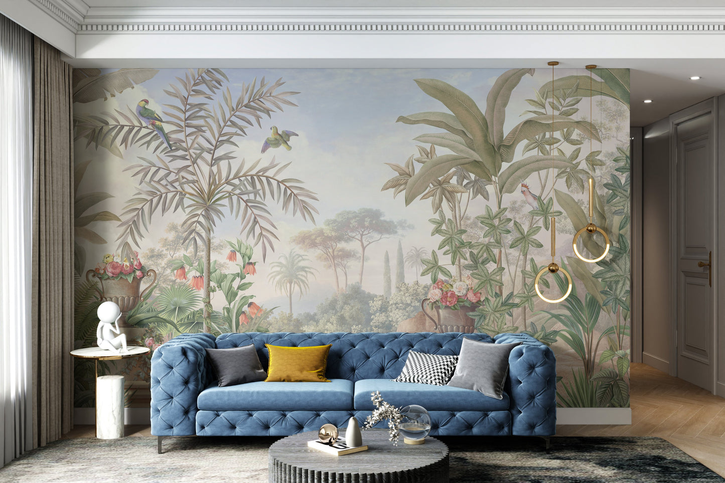 Vintage Tropical Paradise Botanical Mural