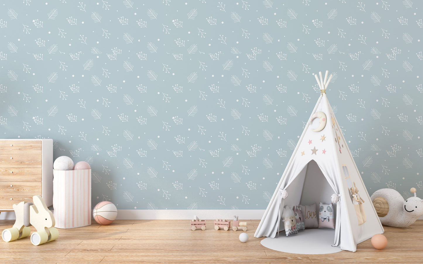 White spruce wallpaper with holiday appeal
