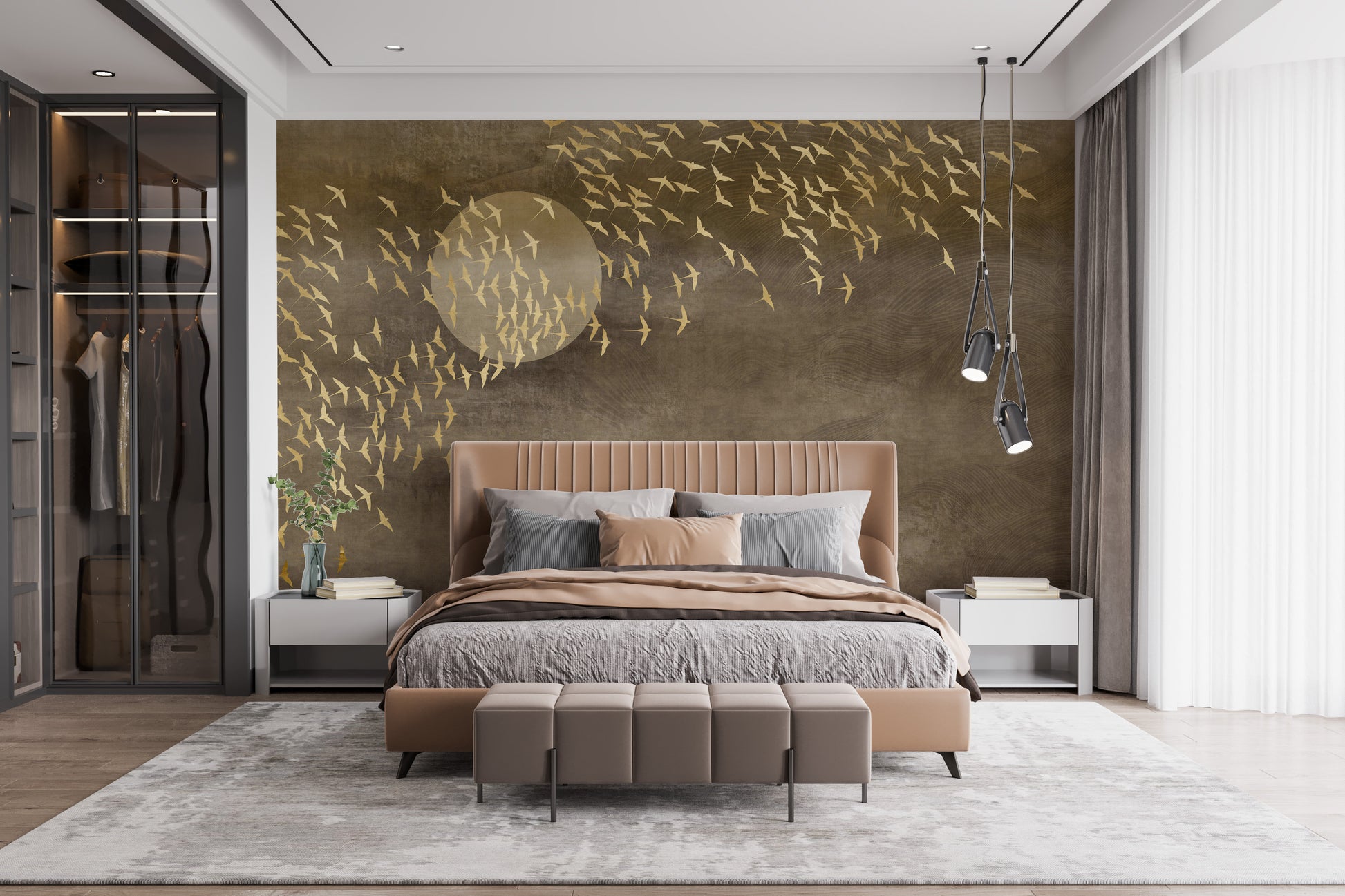 Nature-inspired flying birds wallpaper mural