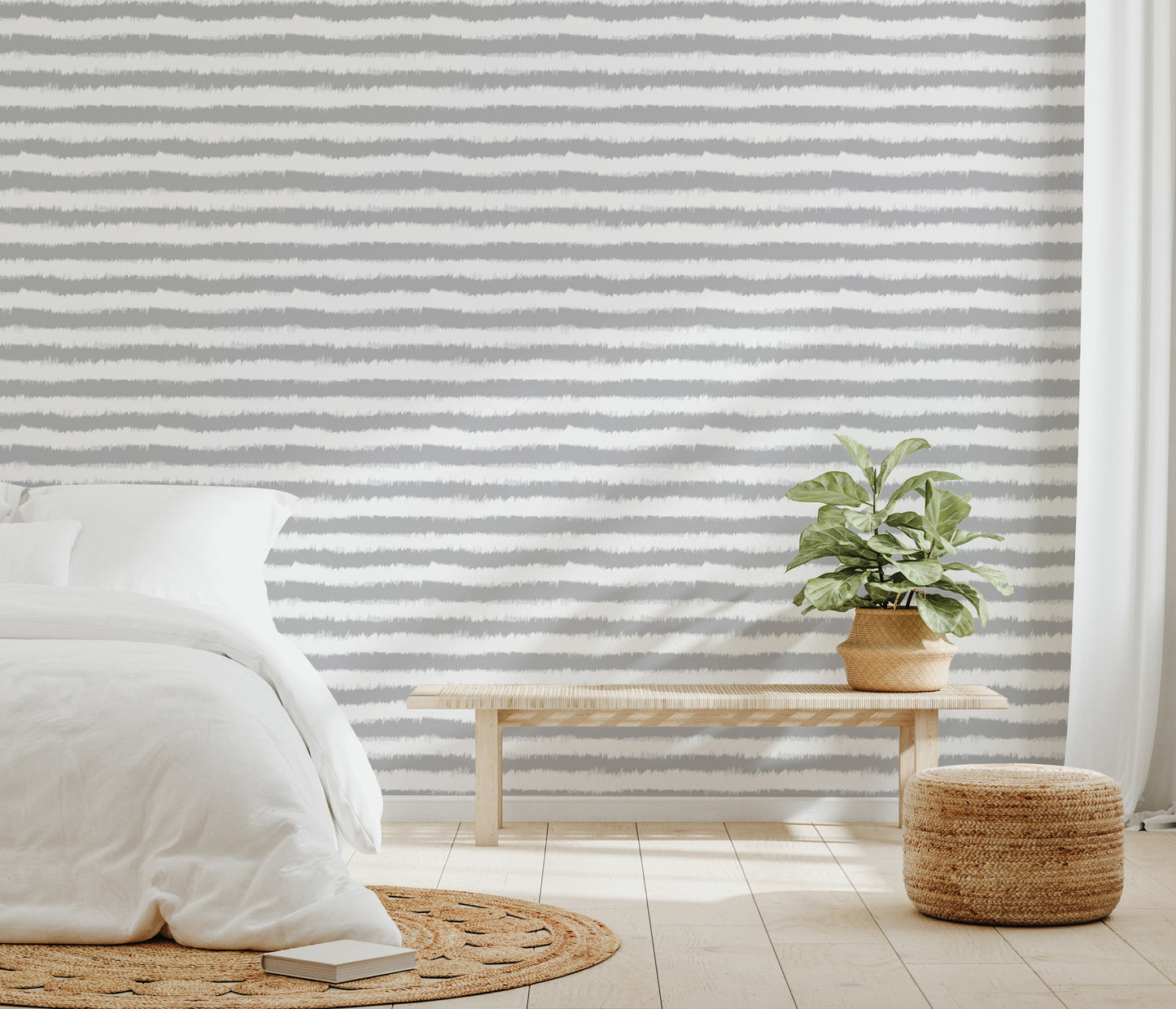 Grey Horizontal Stripes Wallpaper Mural