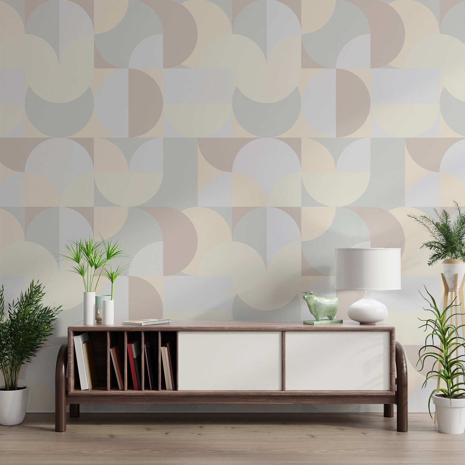 Neutral color modern abstract wallcovering
