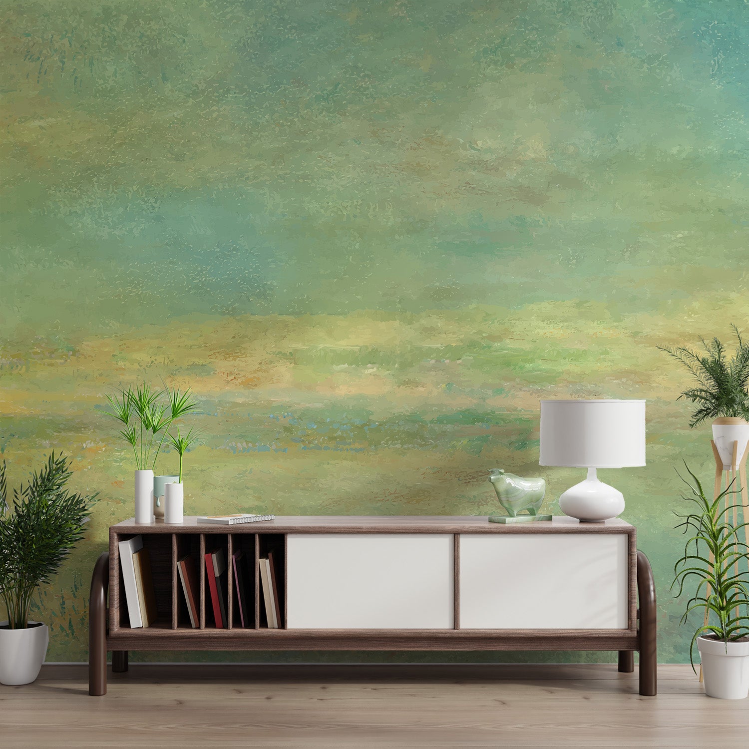 Impressionist landscape wall mural with a calming effect
