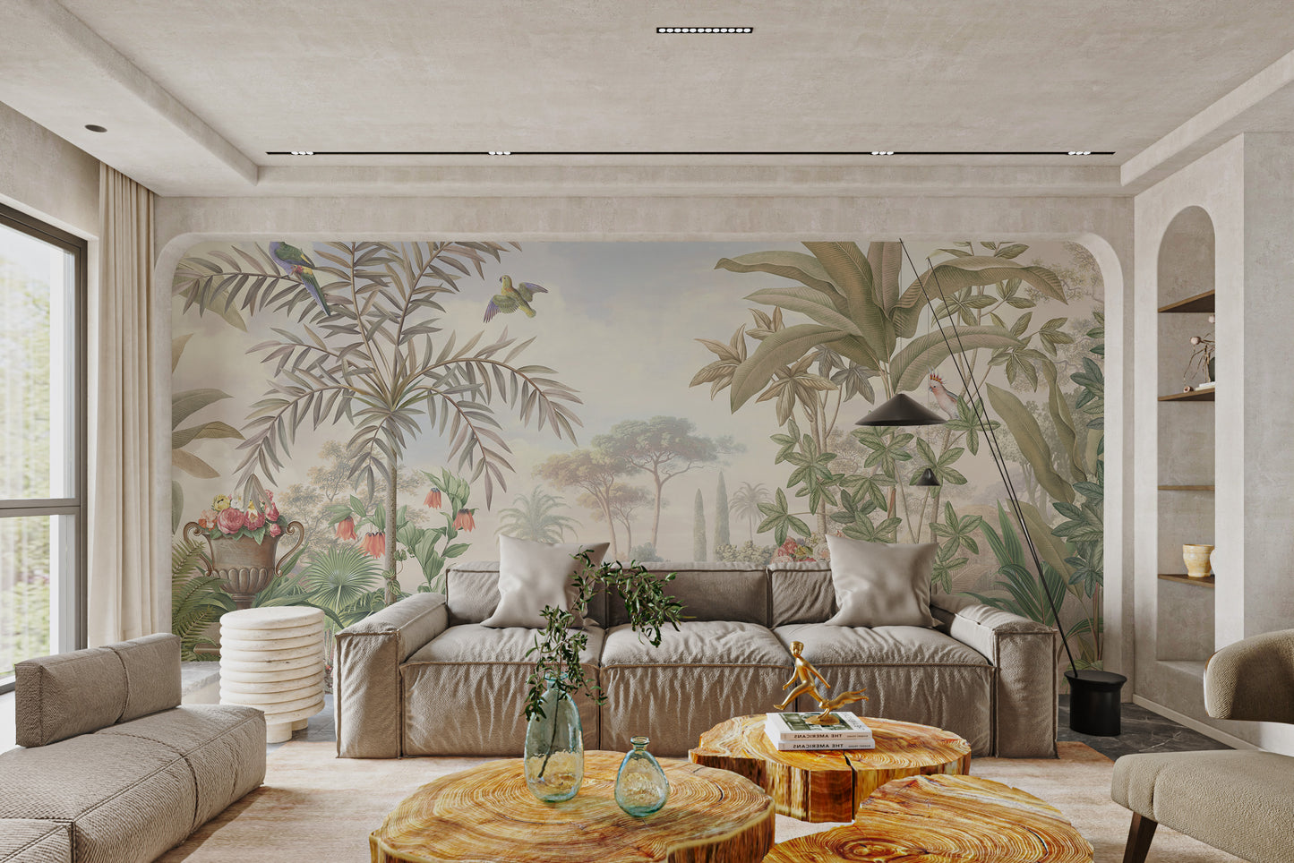 Vintage Tropical Paradise Botanical Mural