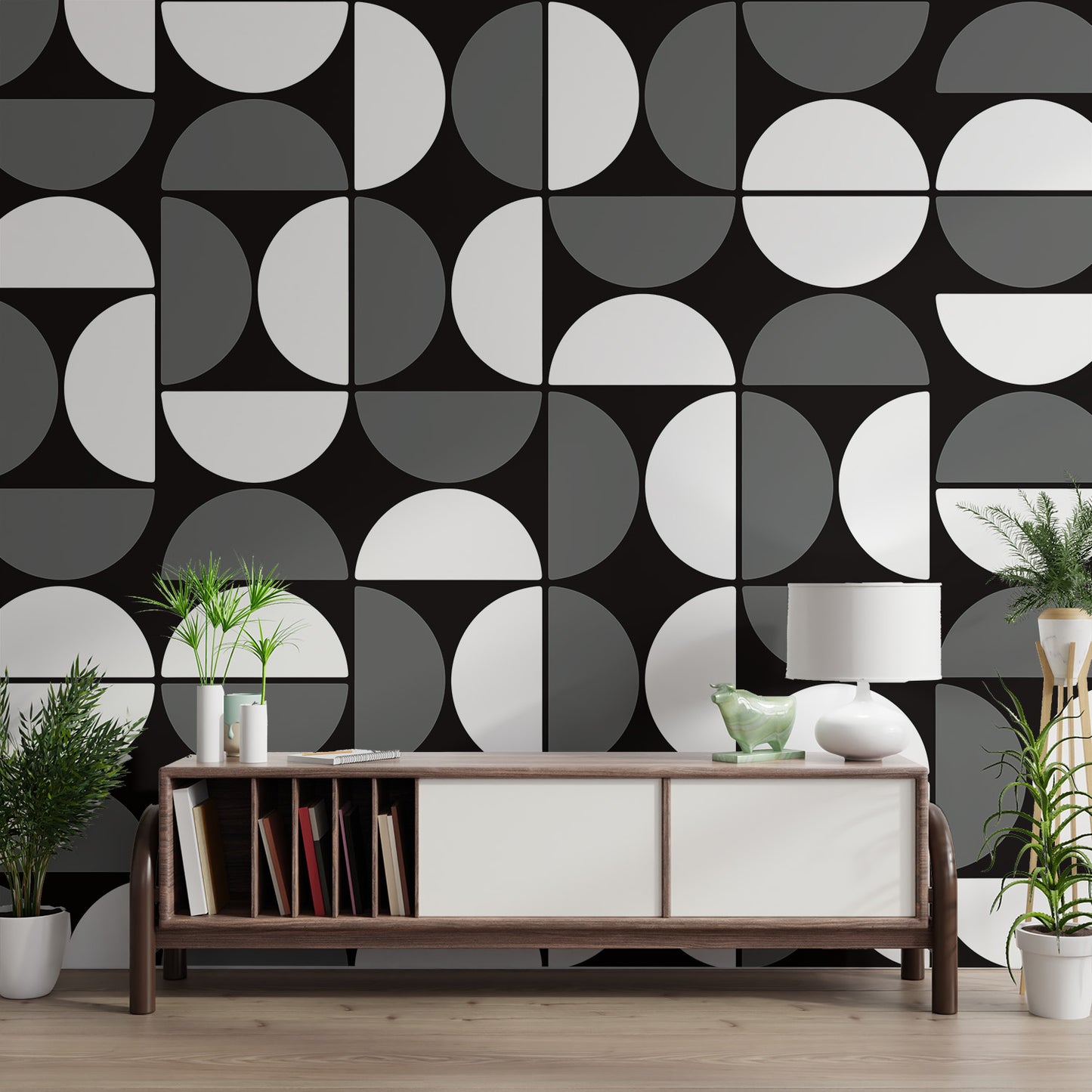 Stylish repeating geometric pattern in monochrome
