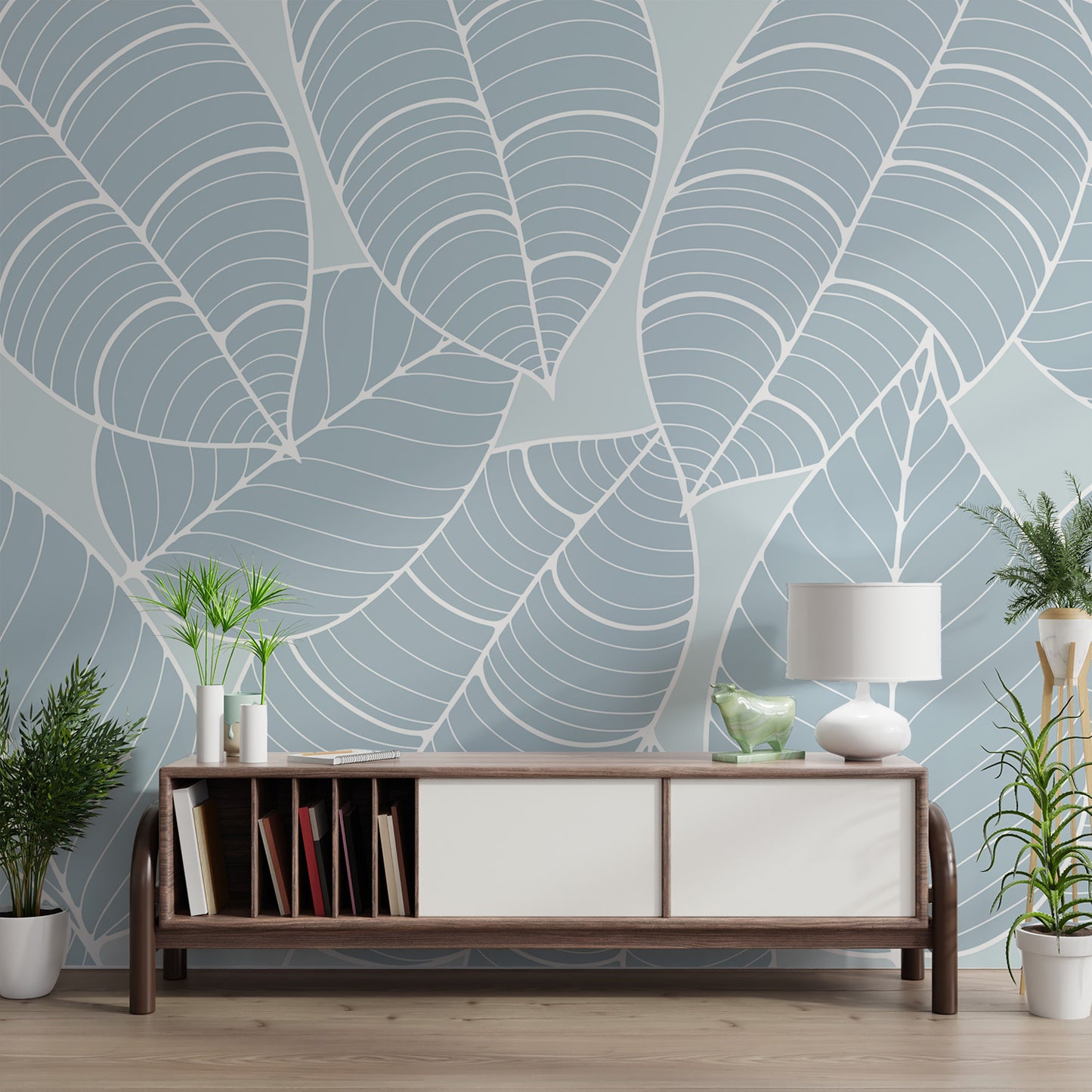 Elegant leaf pattern wallpaper for modern interiors
