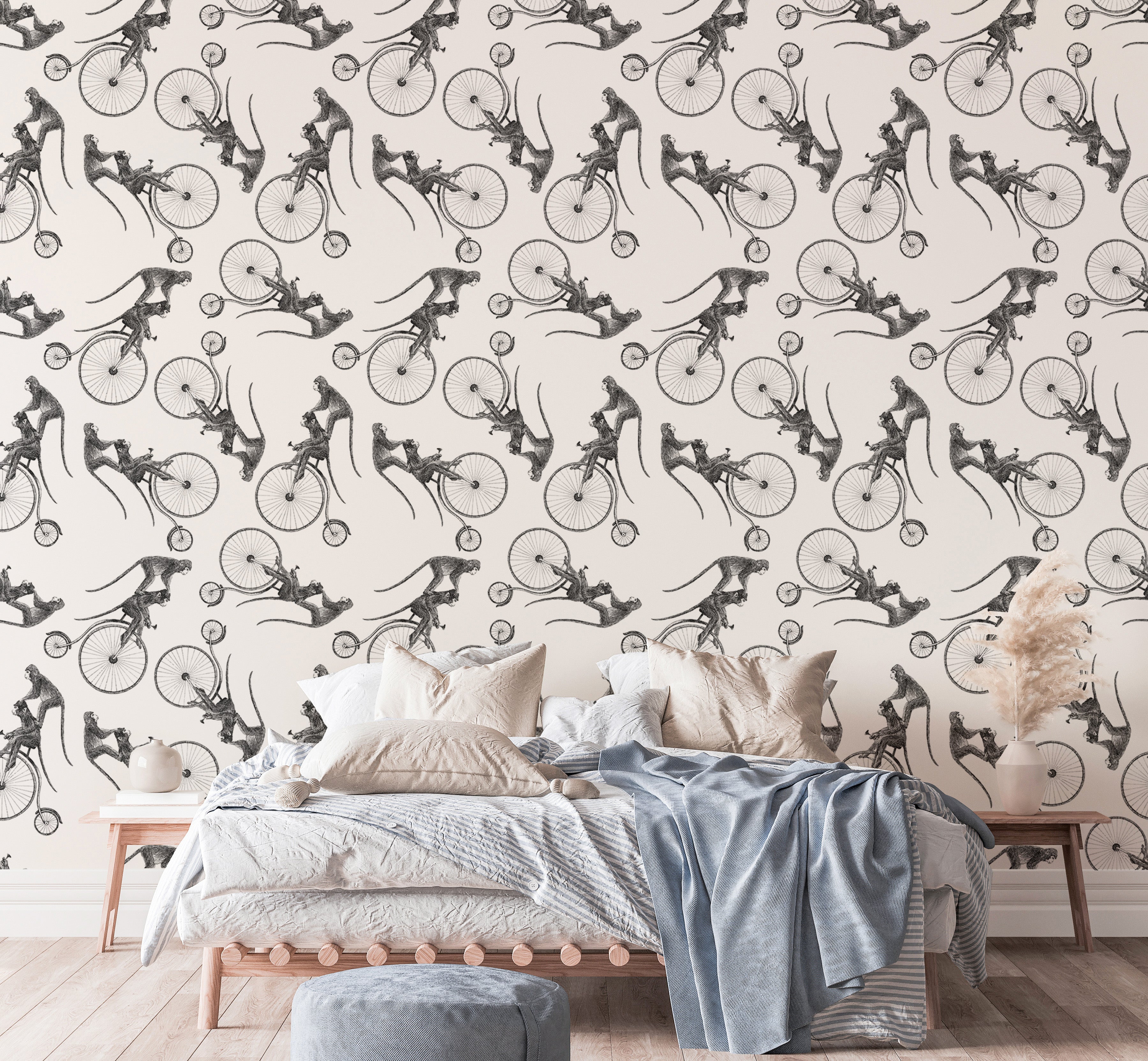 Whimsical monkey bike design for charming wall decor