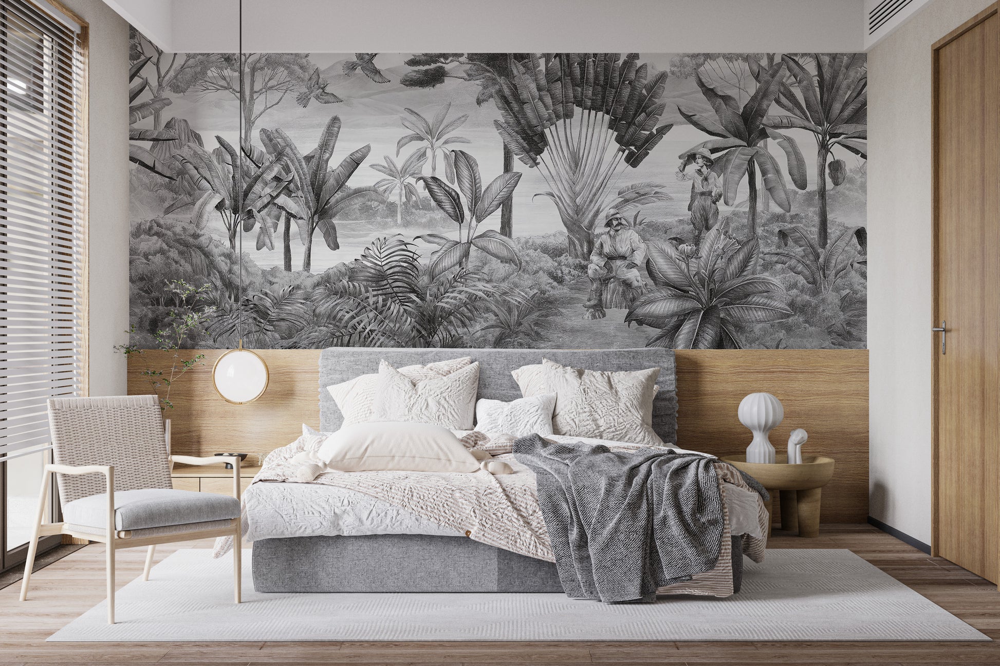 Artistic grayscale horizon wallpaper mural