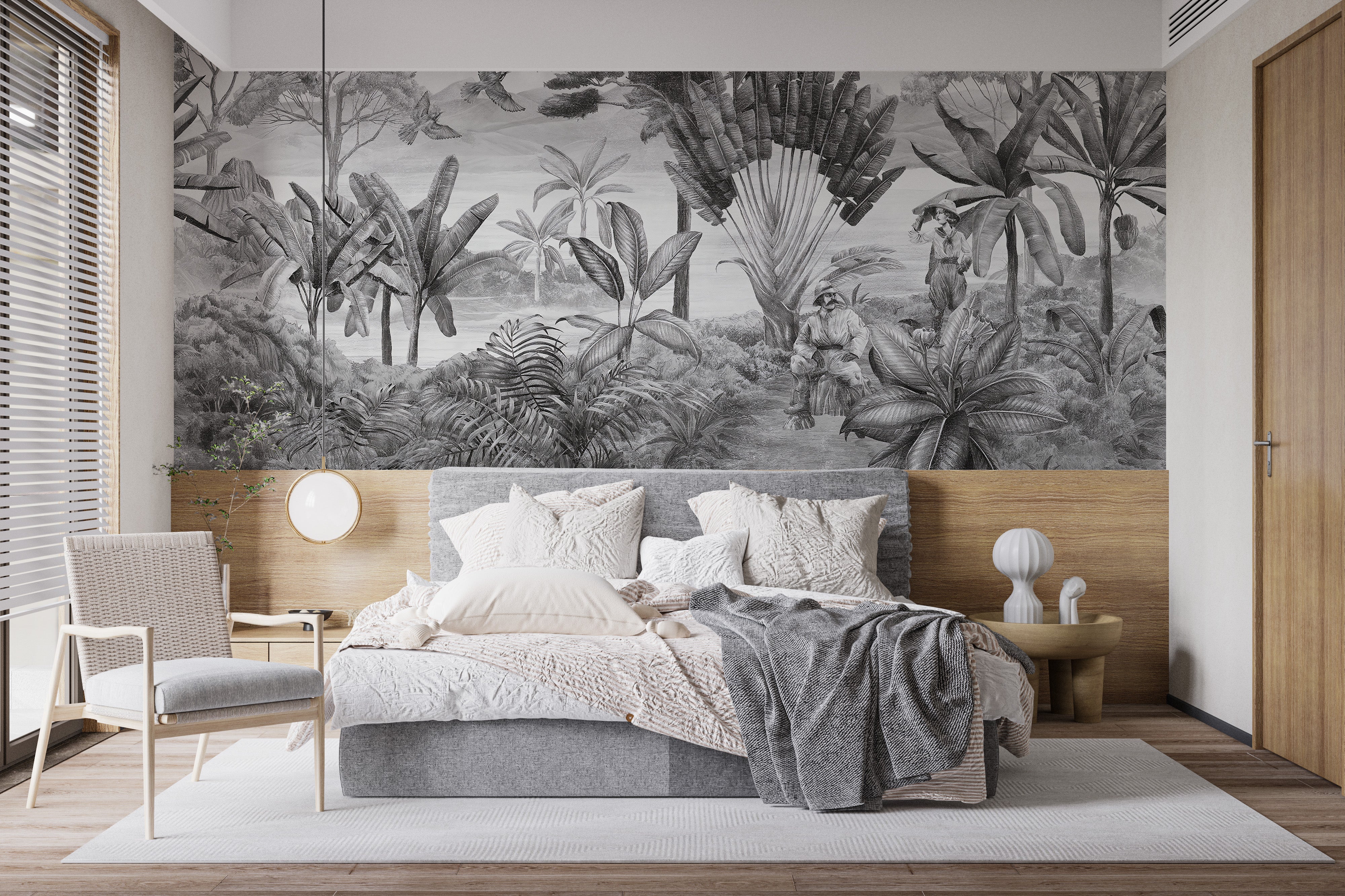 Artistic grayscale horizon wallpaper mural