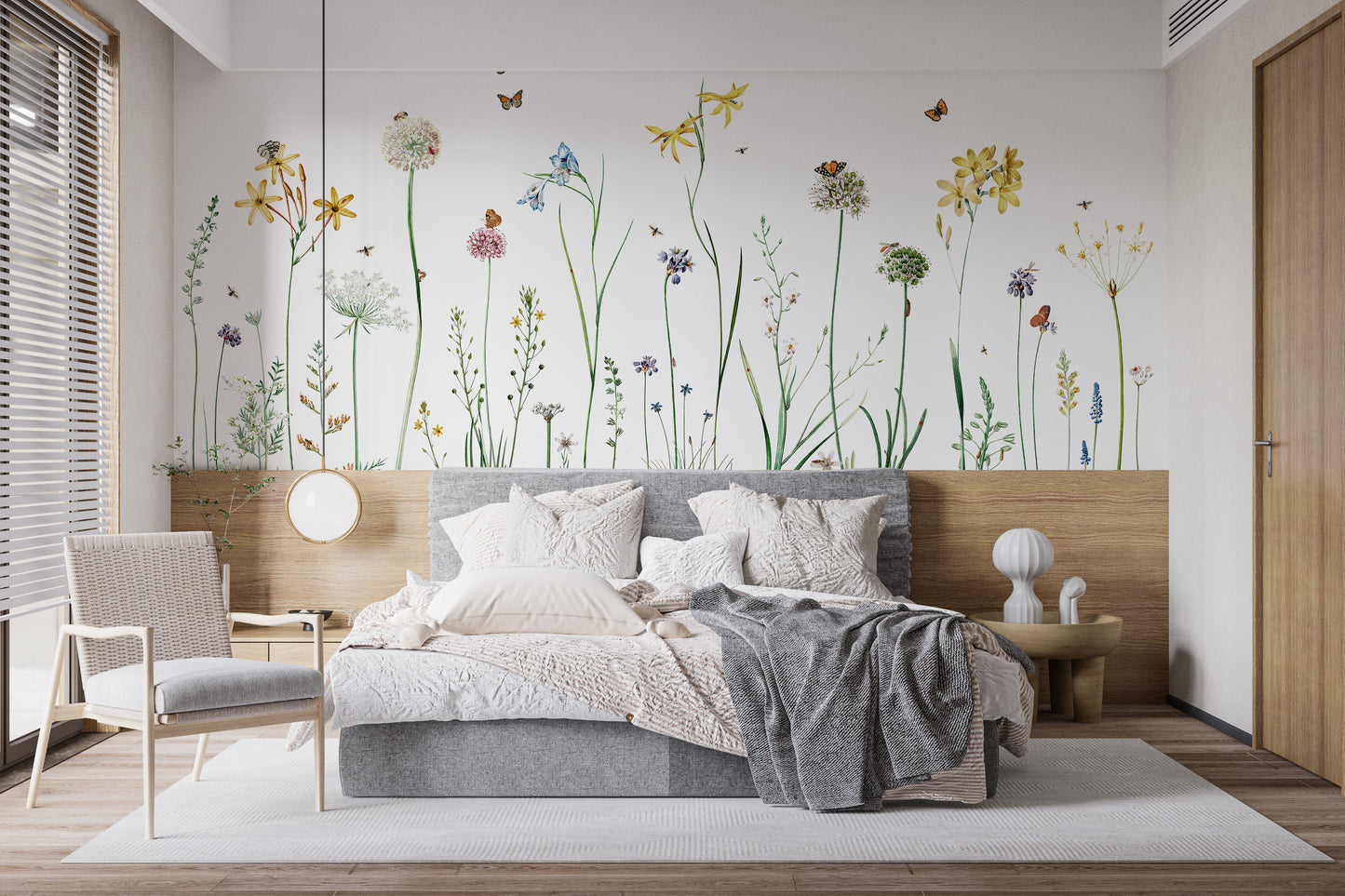 Butterfly garden mural perfect for creating a peaceful ambiance
