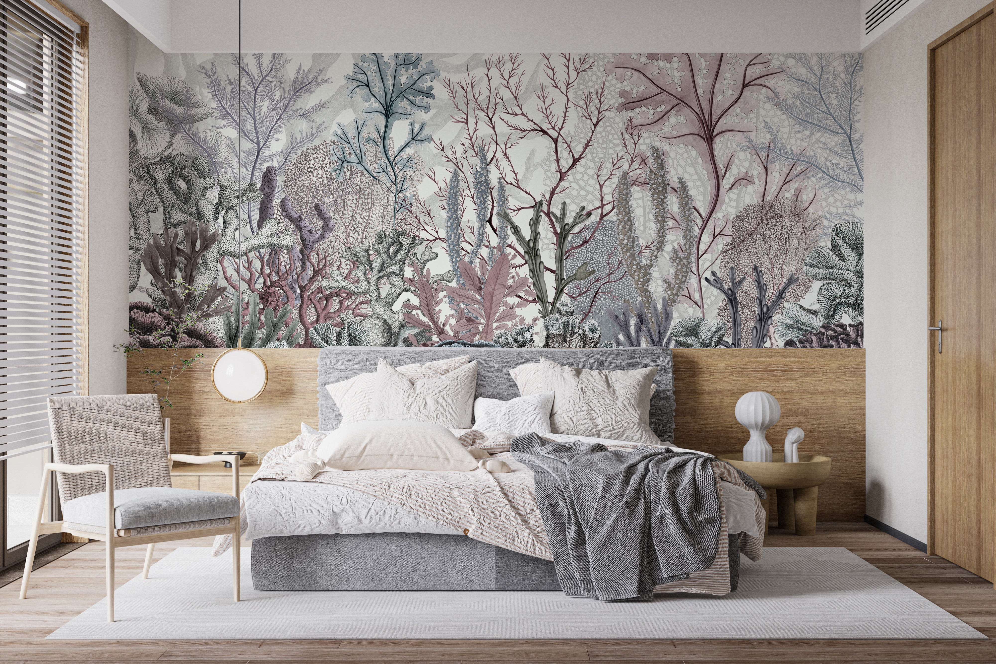 Seabed tapestry mural featuring aquatic elegance.
