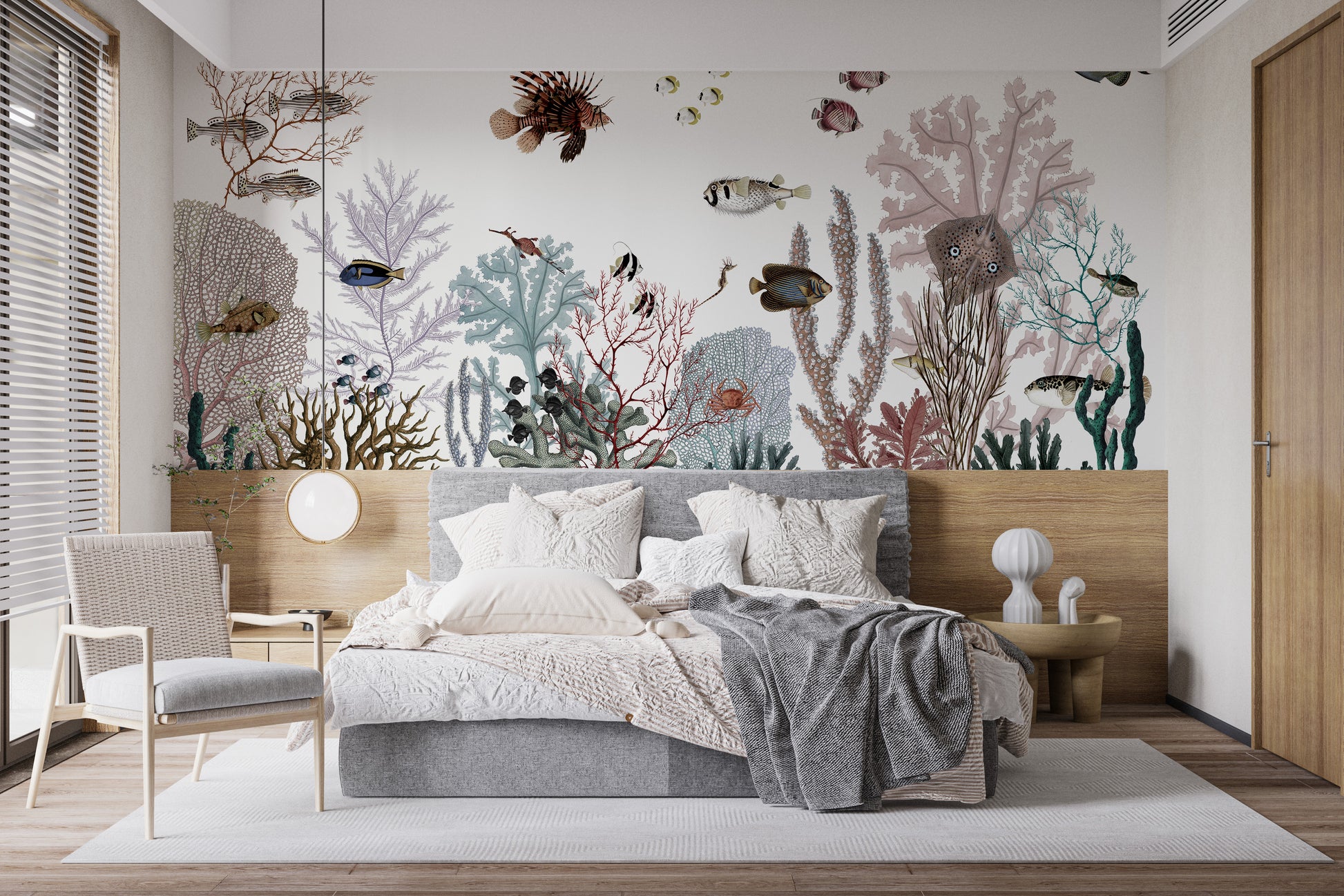 Coral kingdom mural with a captivating panoramic scene.
