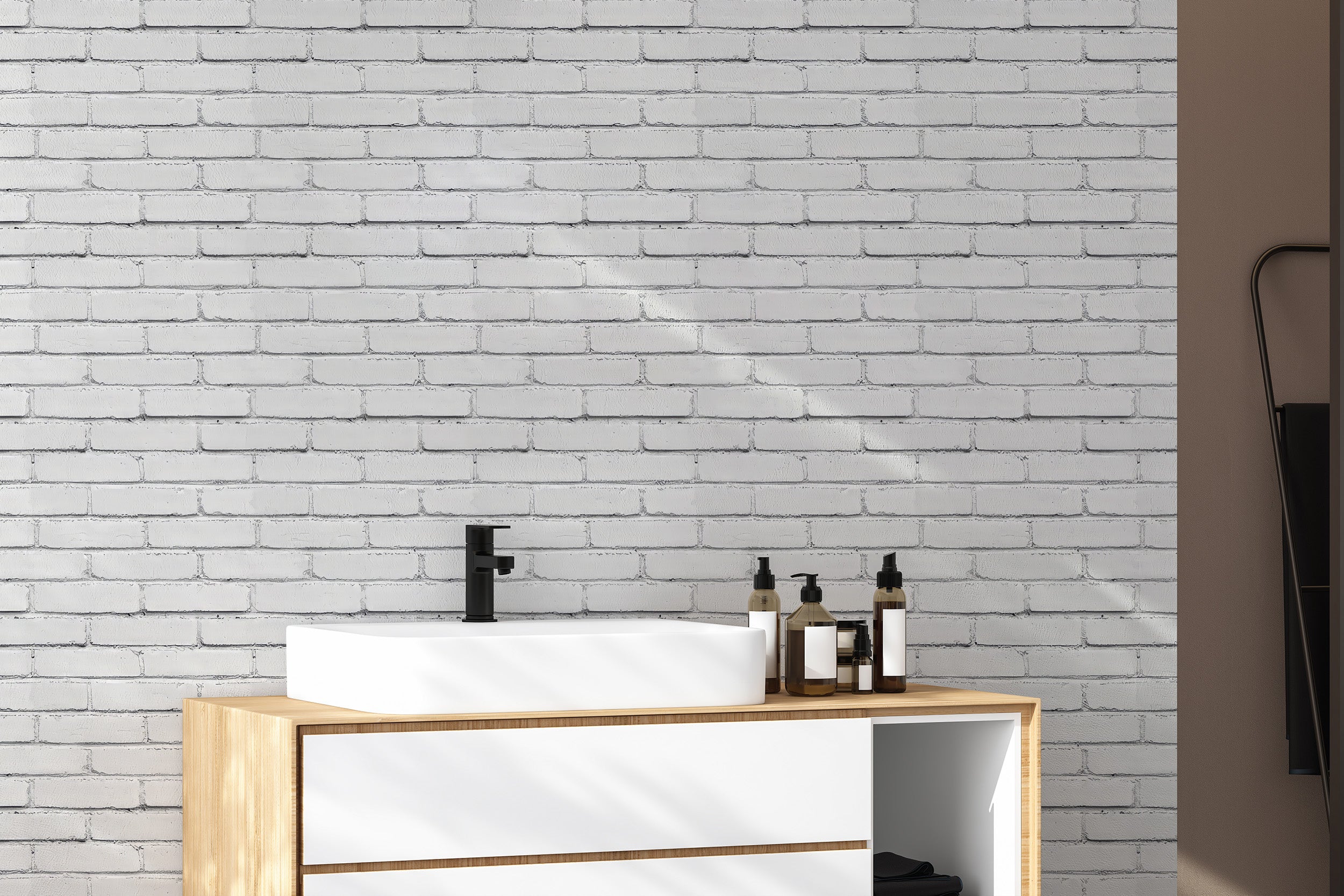 Removable white brick wallpaper for minimalist spaces