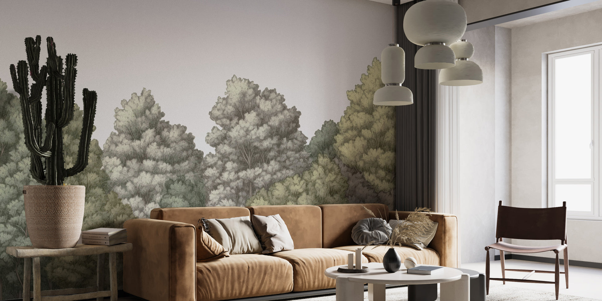 Beautiful forest canopy mural for relaxing room decor
