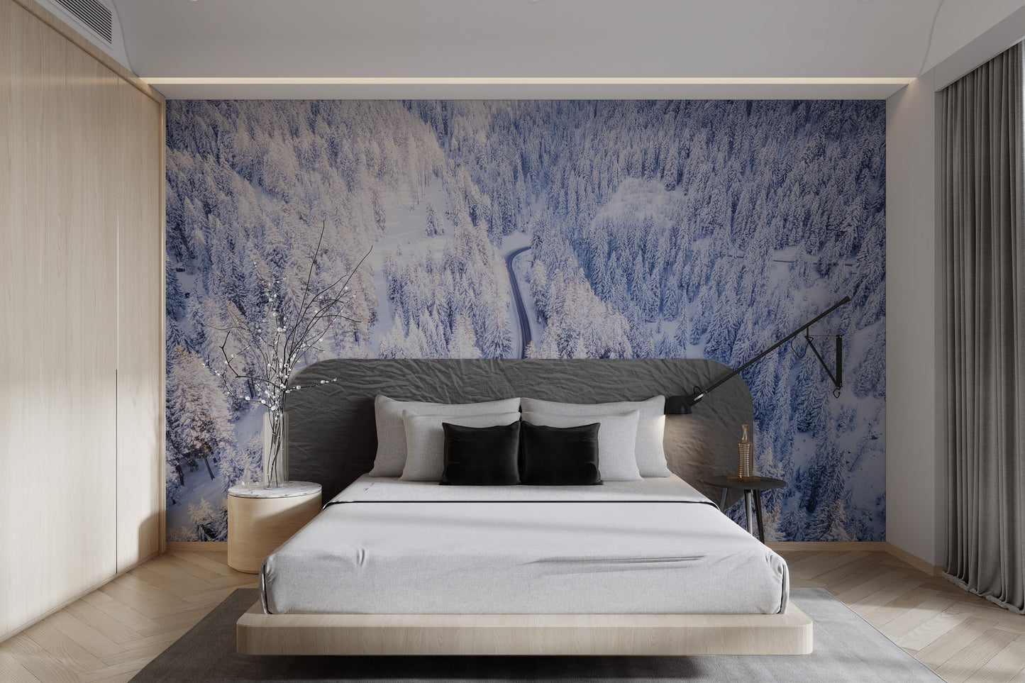 Winter wonderland forest wallpaper mural
