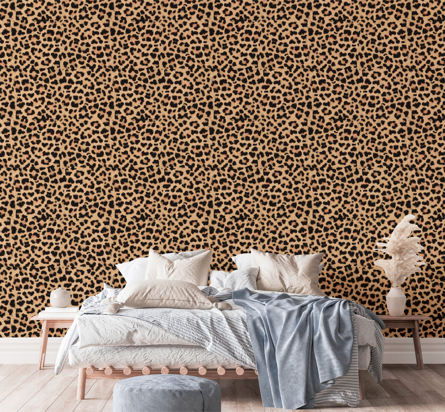 Classic wallpaper with brown leopard skin texture