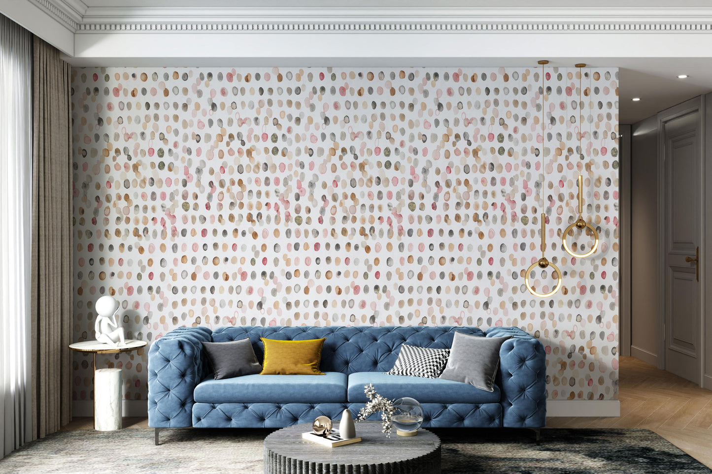 Watercolor Polka Dot Neutral Wallpaper-AW368