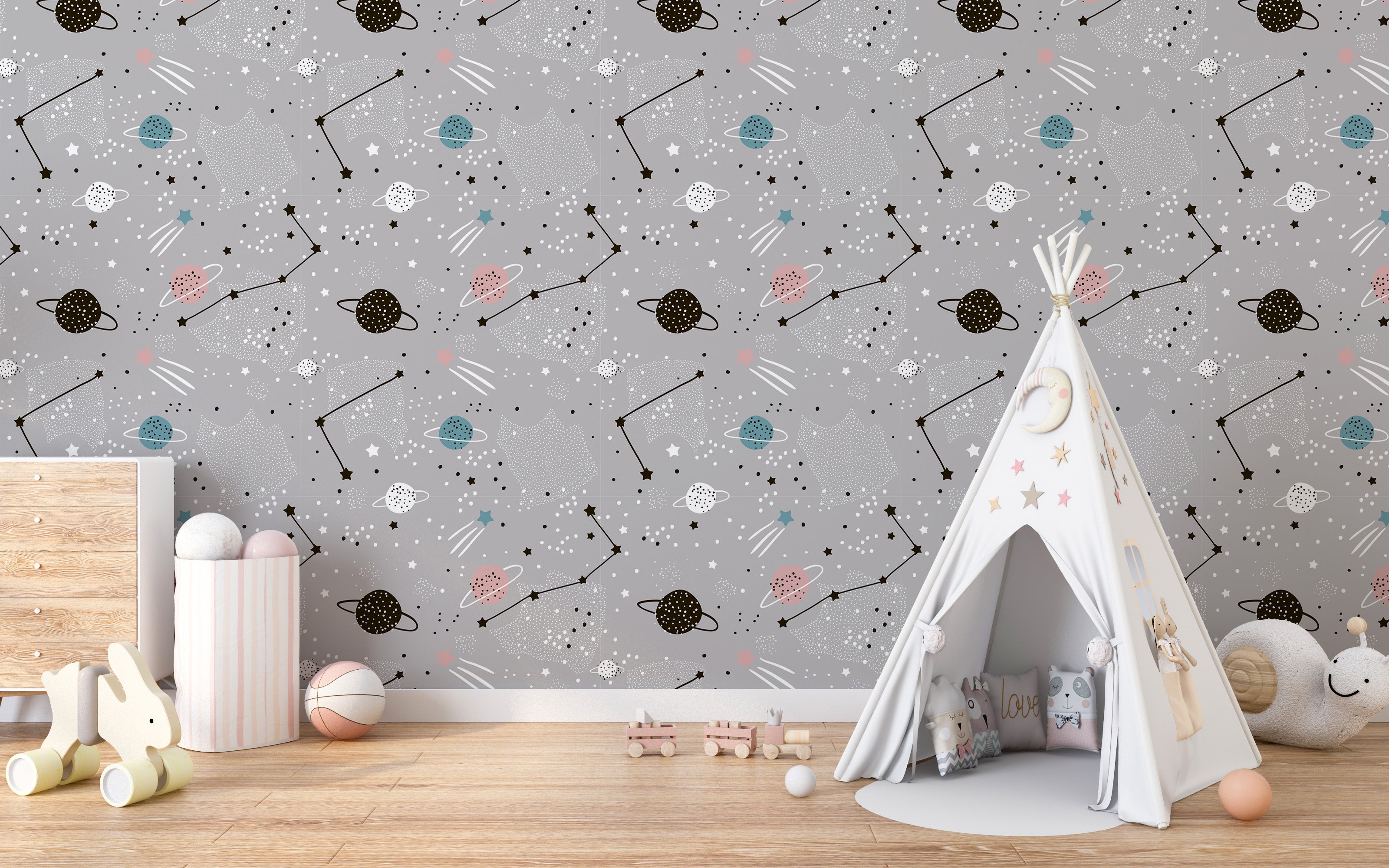 Outer space wallpaper perfect for kids’ decor
