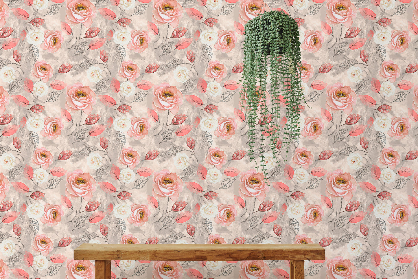 Watercolor Pink Roses Flower Wallpaper For Walls