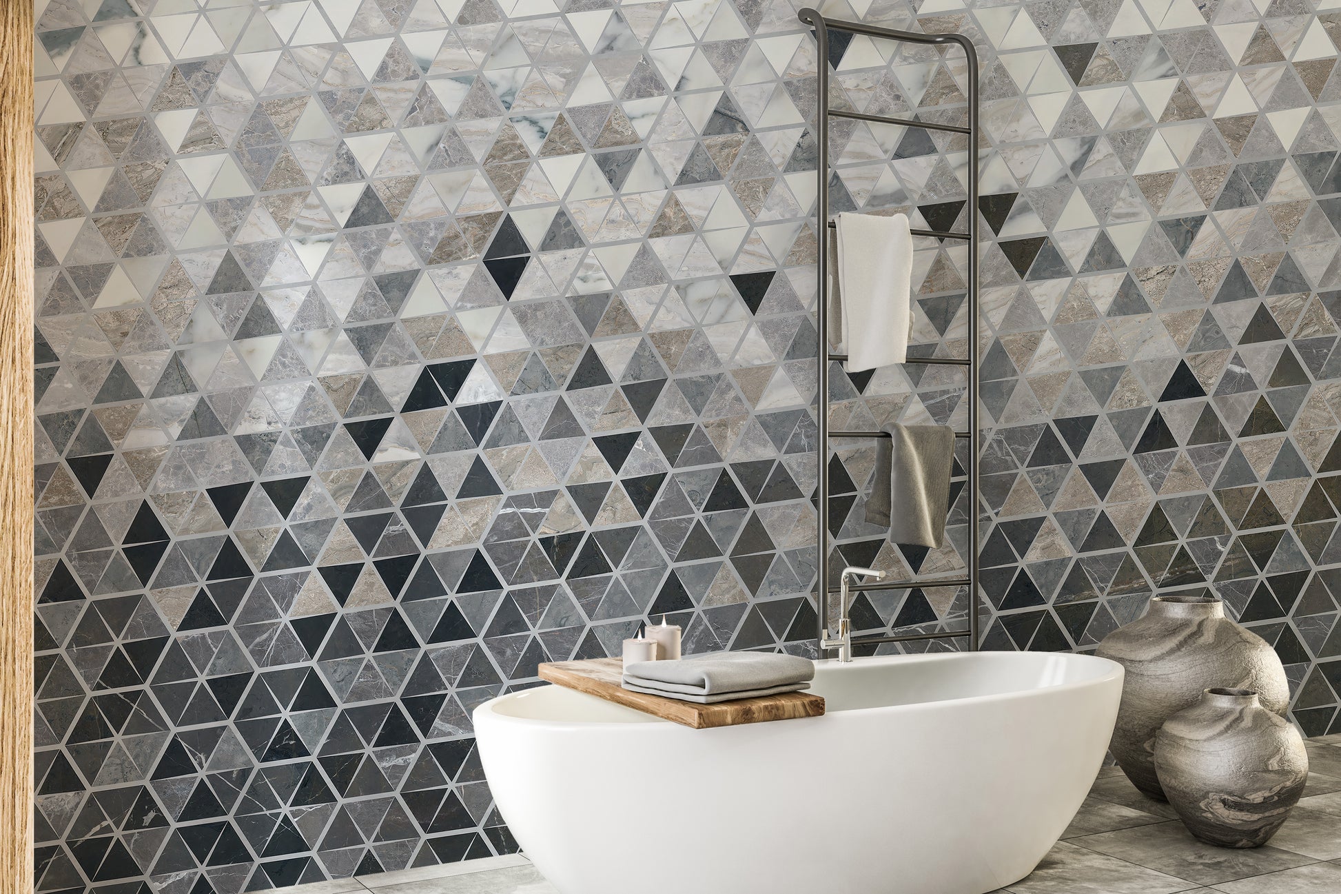 Shimmering mirror tile effect for decorative walls