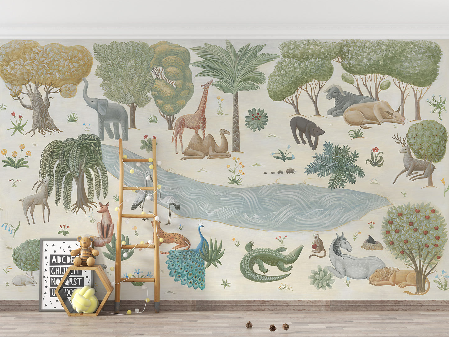 Jungle wildlife peel-off mural for bold wall design