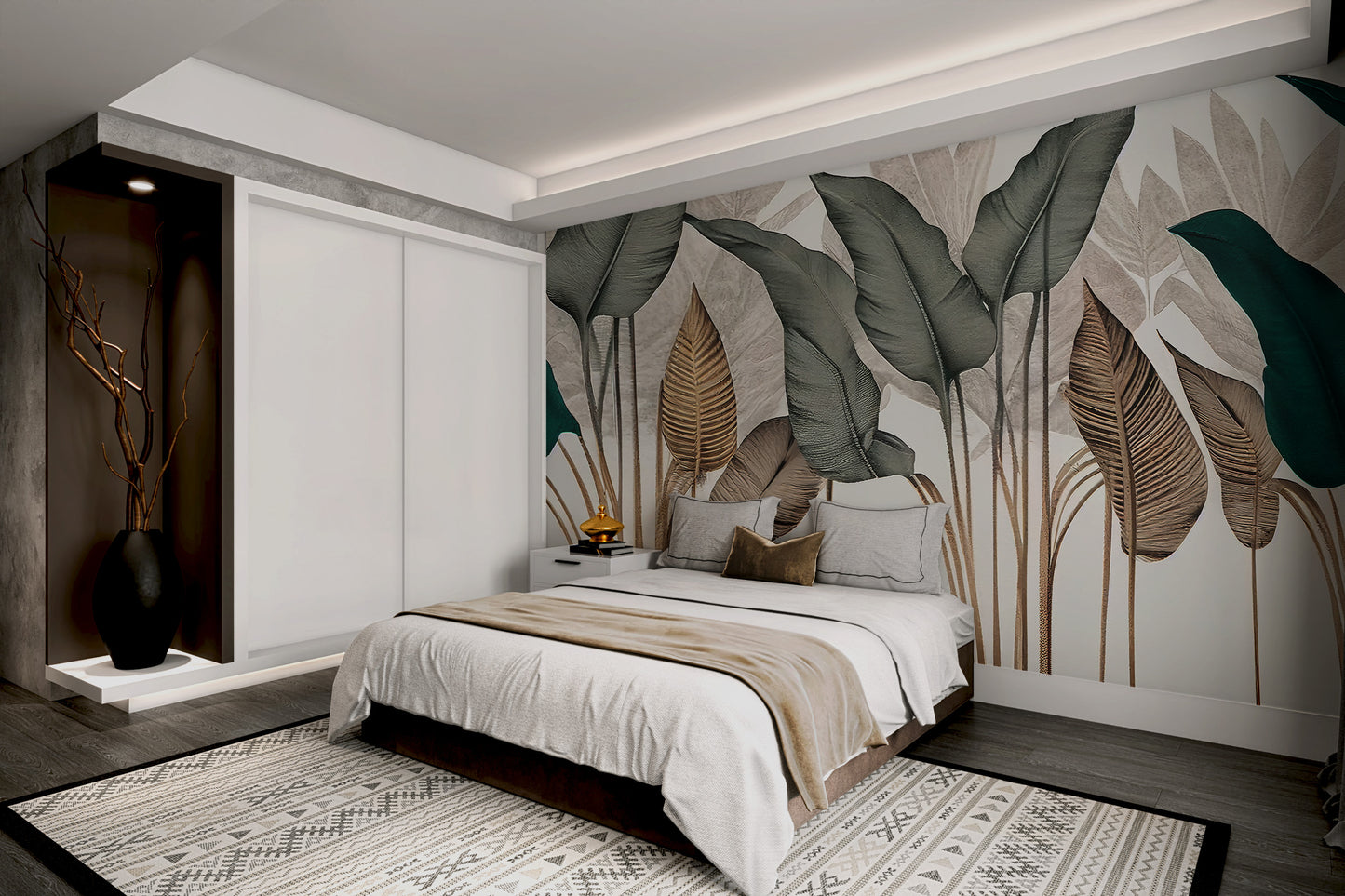 Nature-inspired wall covering with soft muted colors
