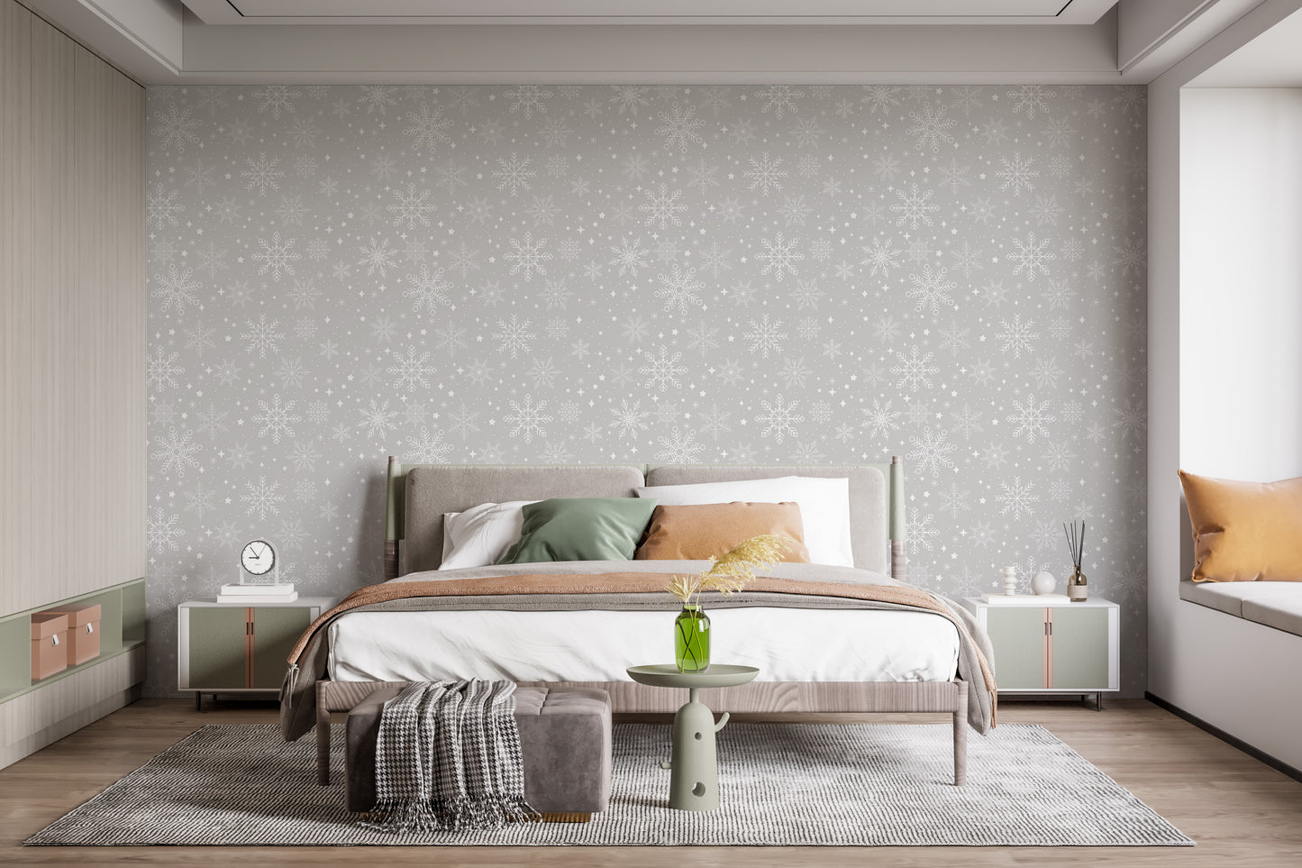 Cozy winter magic gray wallpaper mural
