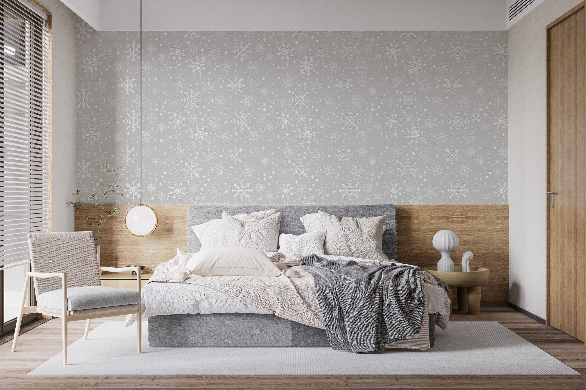 Gray snowflake design mural wallpaper style
