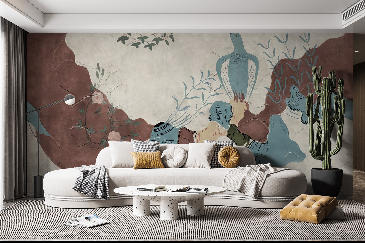 Elegant vintage abstract mural for timeless wall design