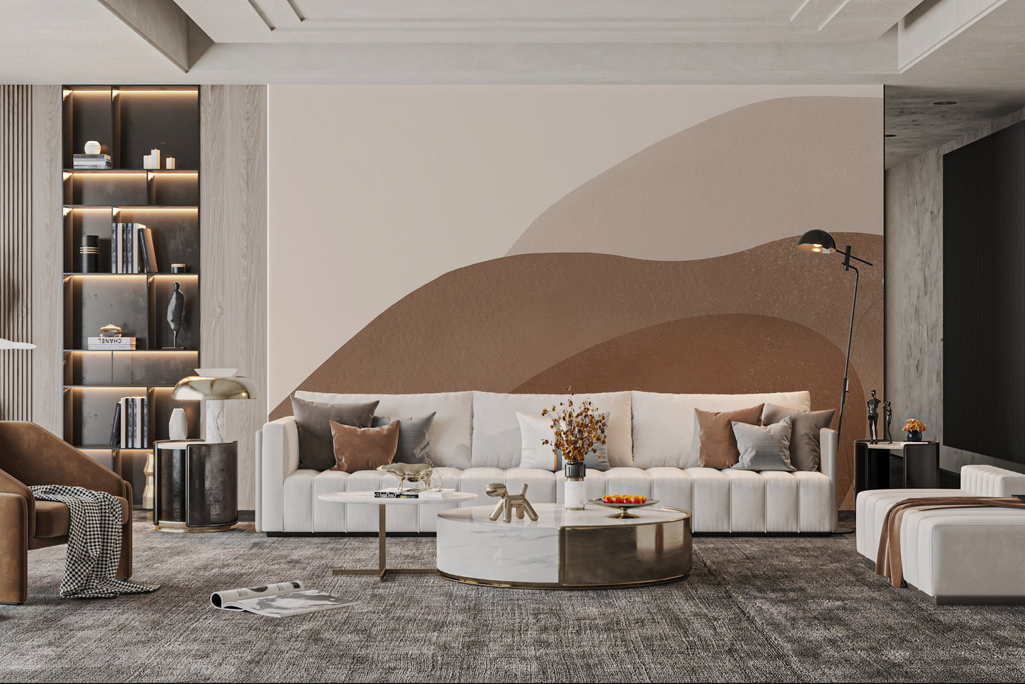 Beige and brown watercolor wallpaper for modern spaces