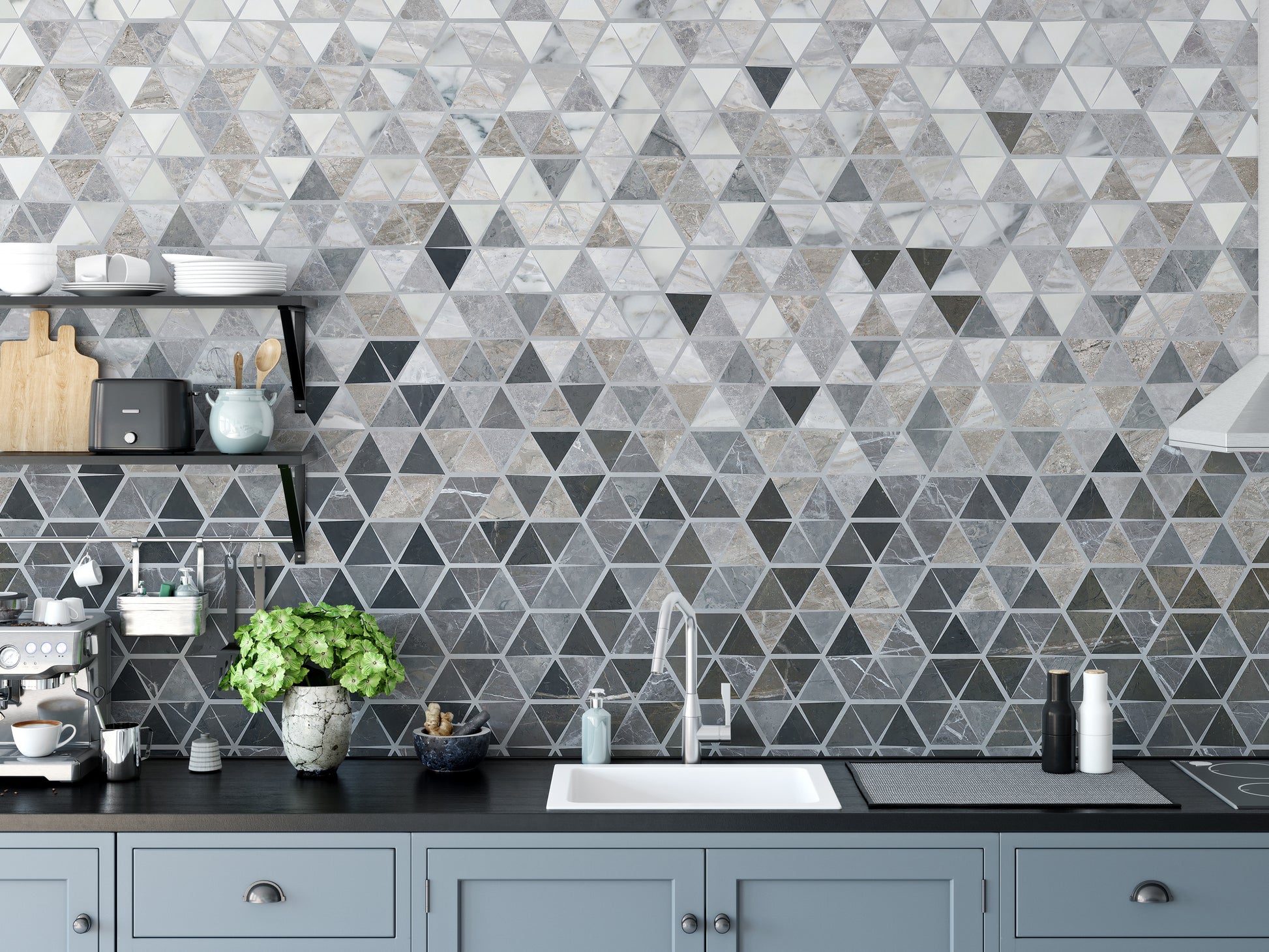 Modern reflective mirror tile pattern wallpaper mural