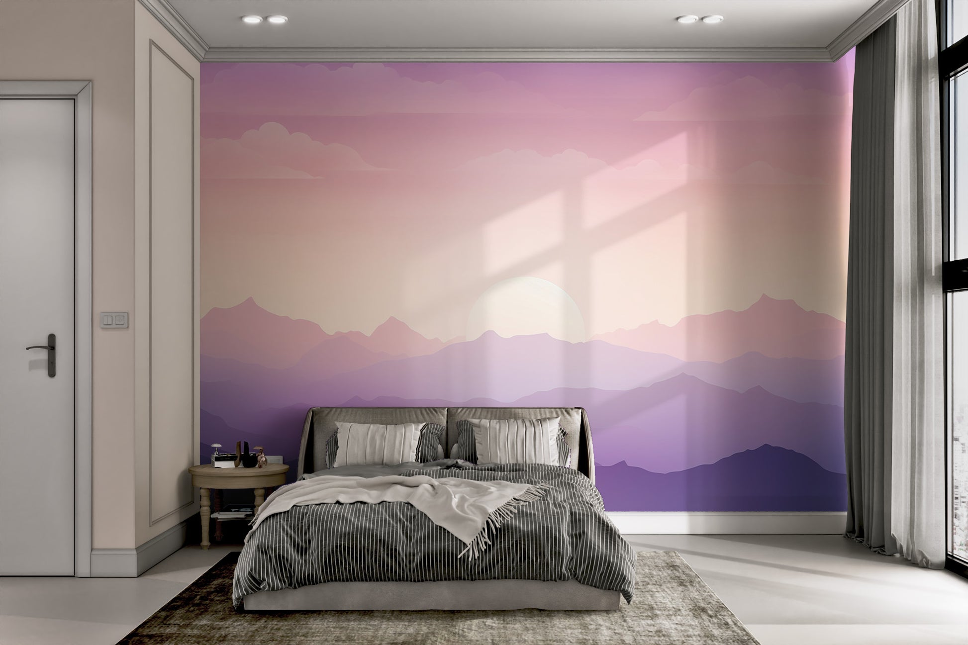 Tranquil purple landscape wall decor
