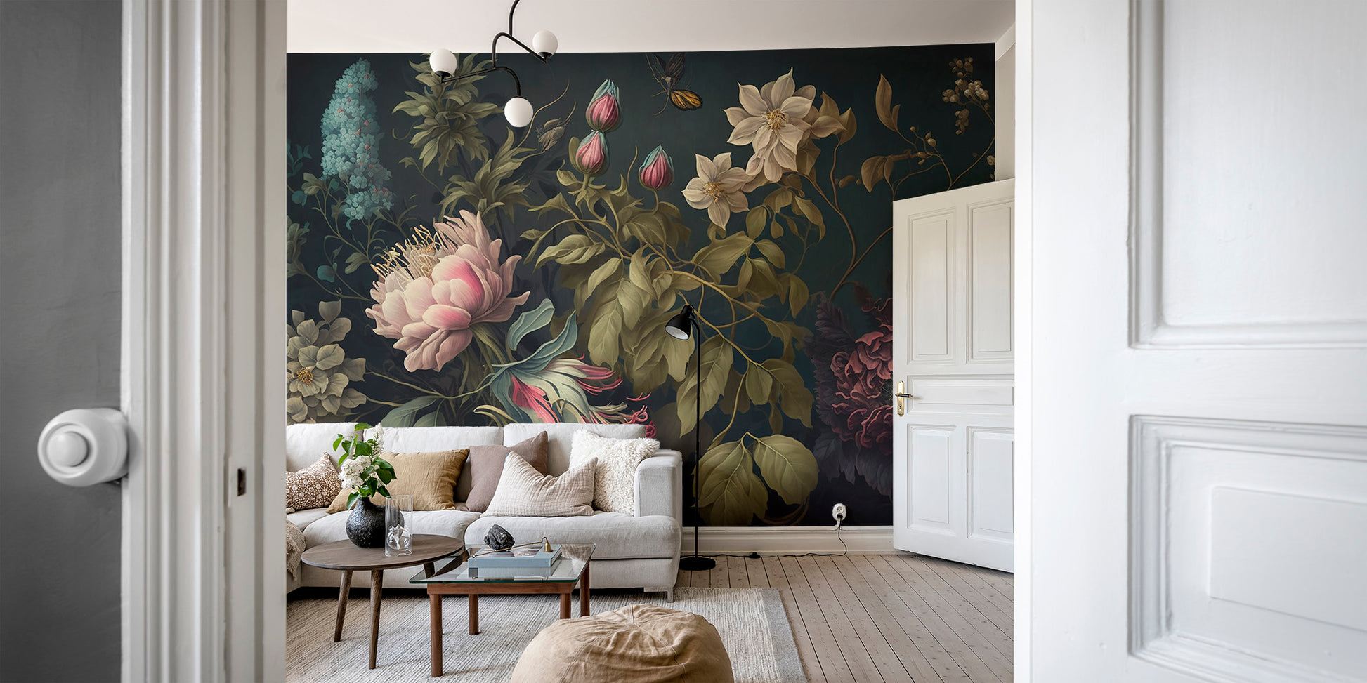 Classic floral painting wallpaper mural
