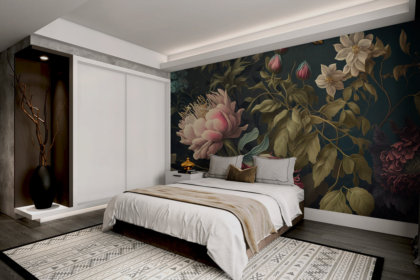 Artistic botanical wall covering design
